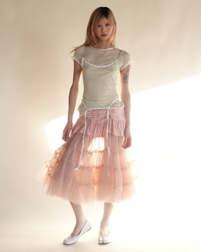 발레 핑크 튤 스커트