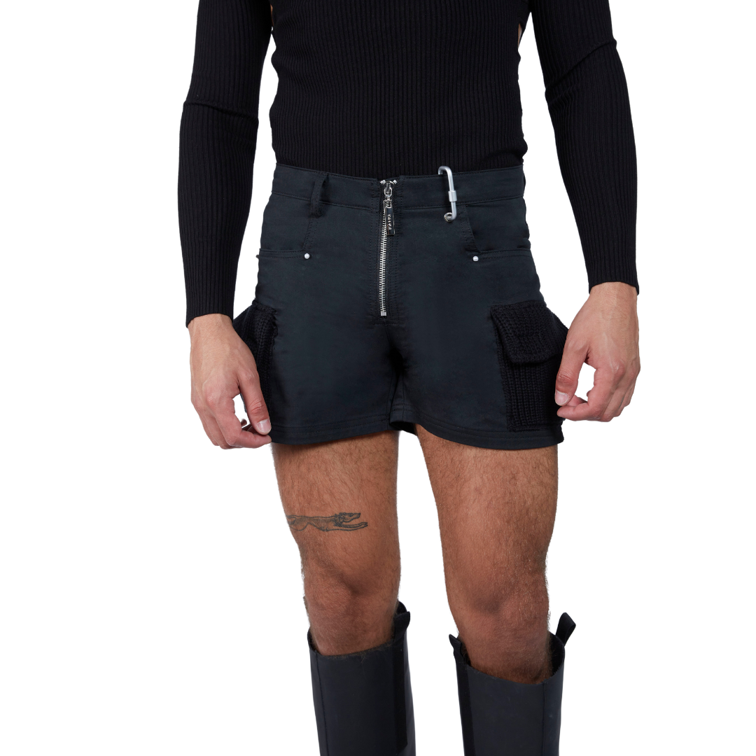 Carabiner Cargo Shorts with Knit Pockets