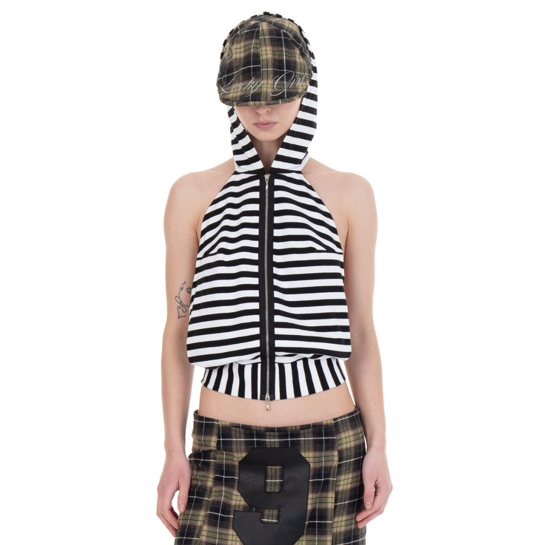 Backless Hood Top Striped