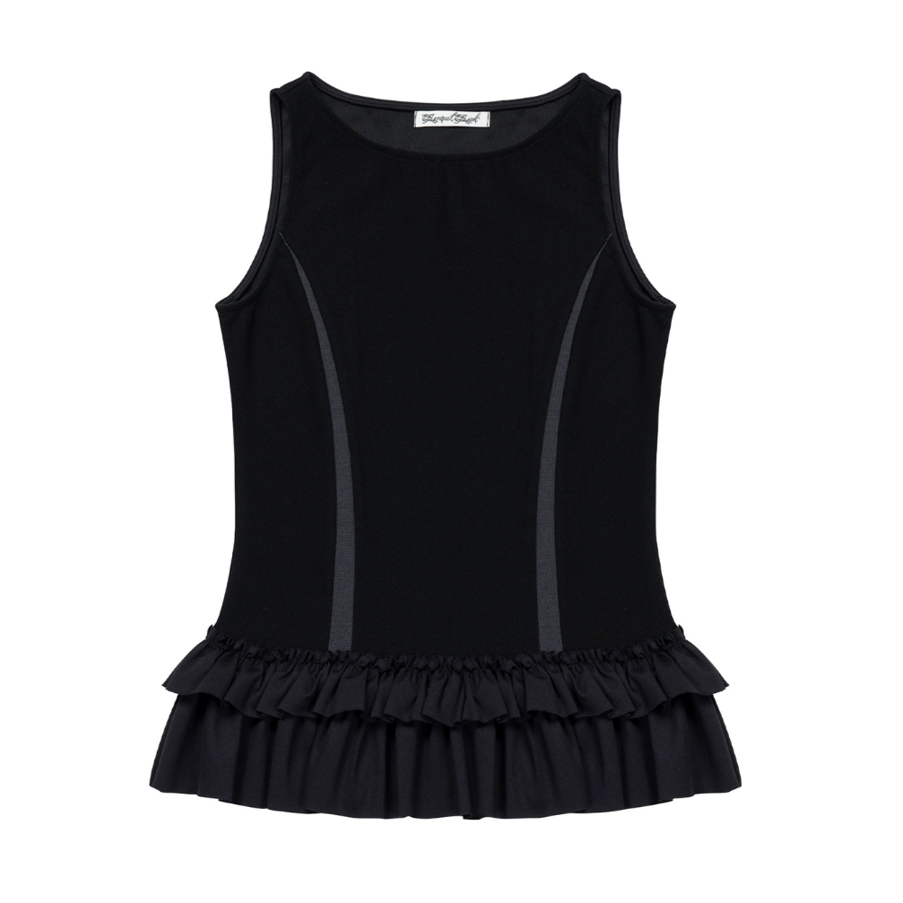 Slit Frill Sleeveless in White and Black