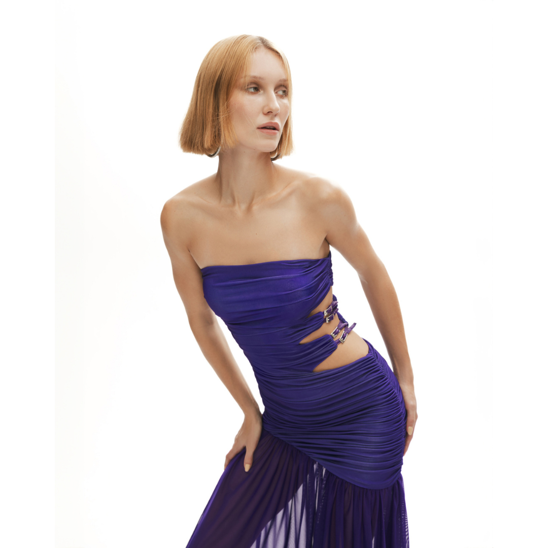 보라색 톡식 탱고 드레스