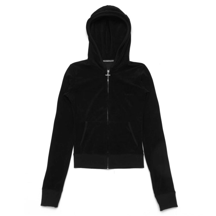 Cross Charm Velvet Hoodie Zip-up