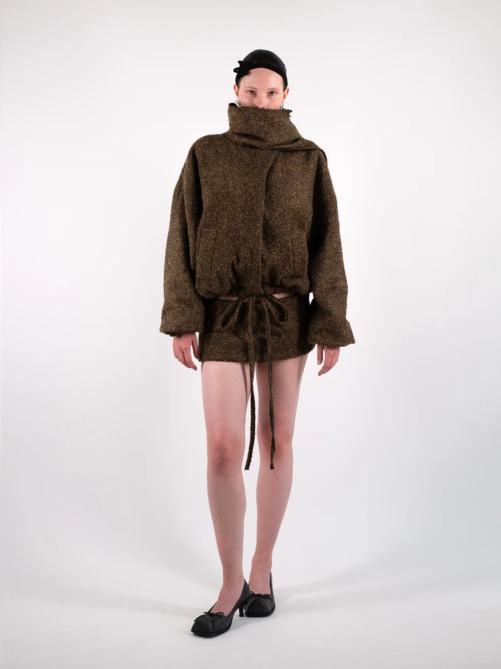 SS24 Wool Bomber With A Mini Skirt/Belt
