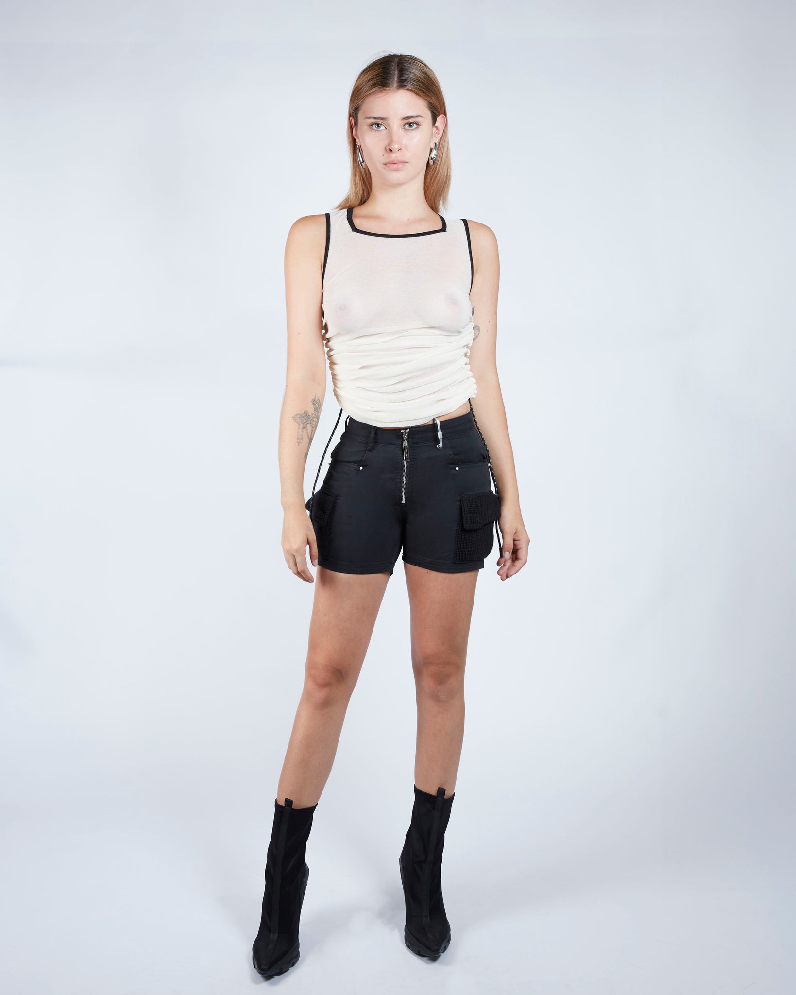 Ruched Paracord Square Neck Tank