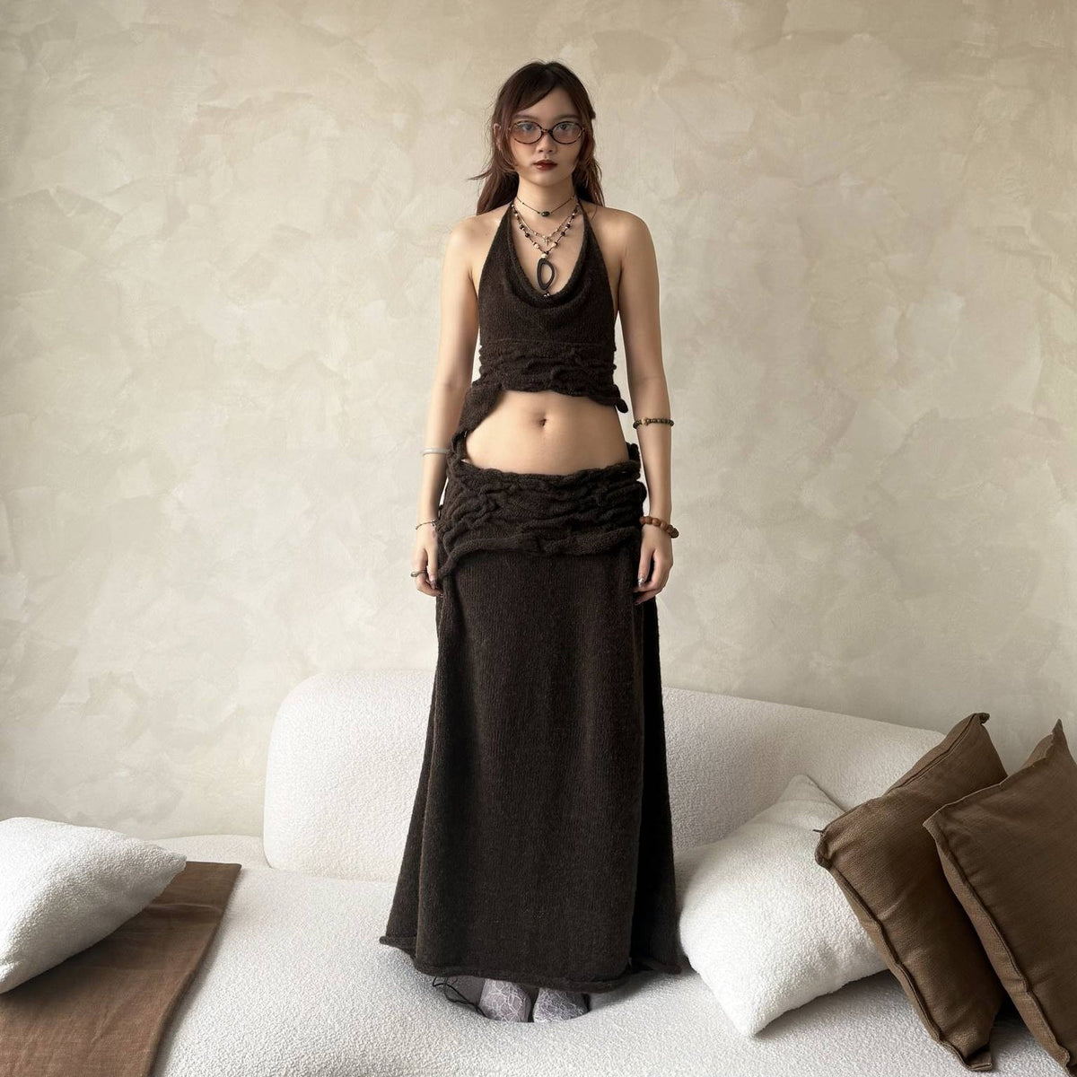 Fluid Skirt in Brown