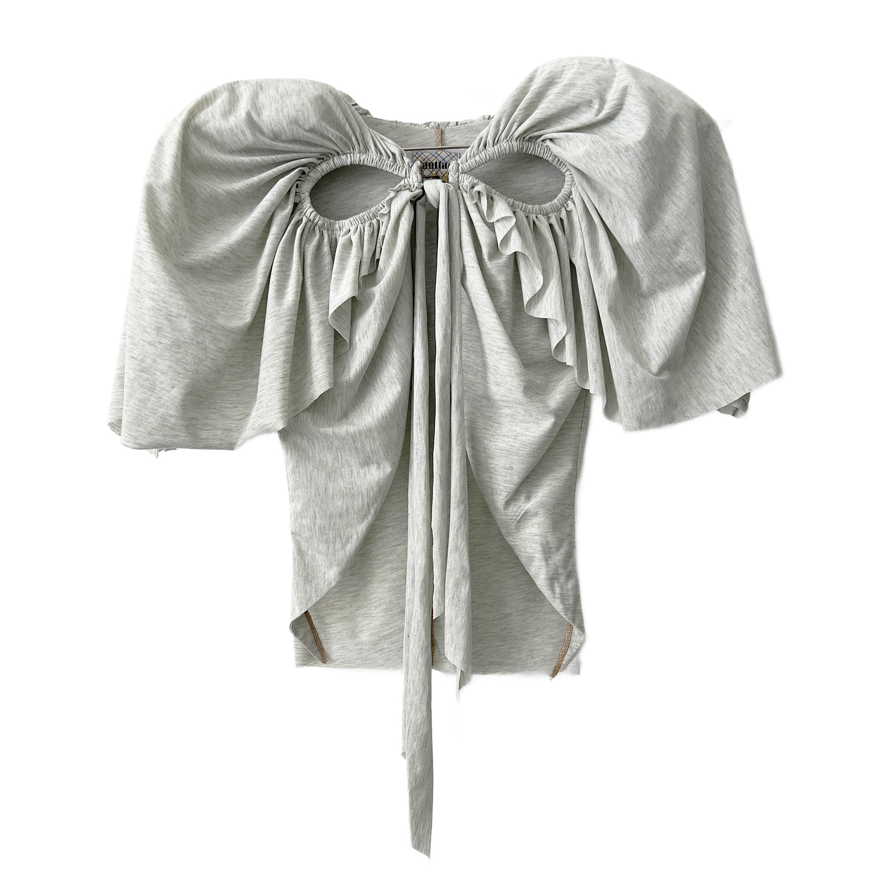 어깨 패딩이 있는 컷아웃 풋볼 보우 볼레로 탑