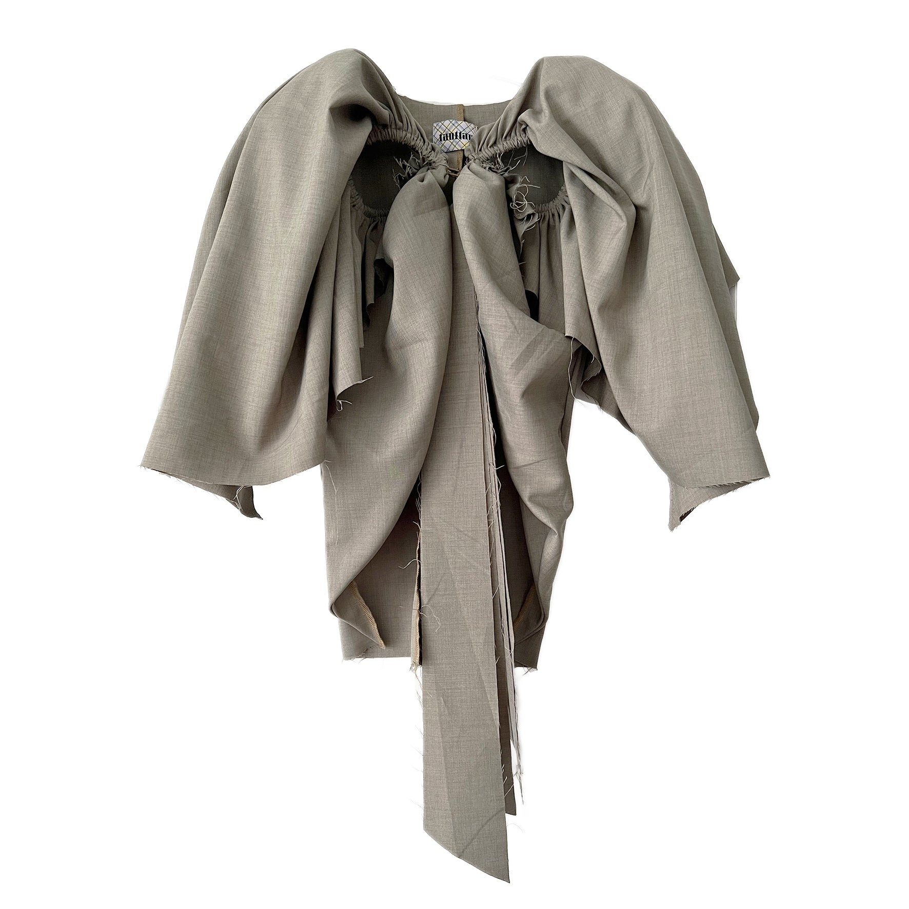 어깨 패딩이 있는 컷아웃 풋볼 보우 볼레로 탑