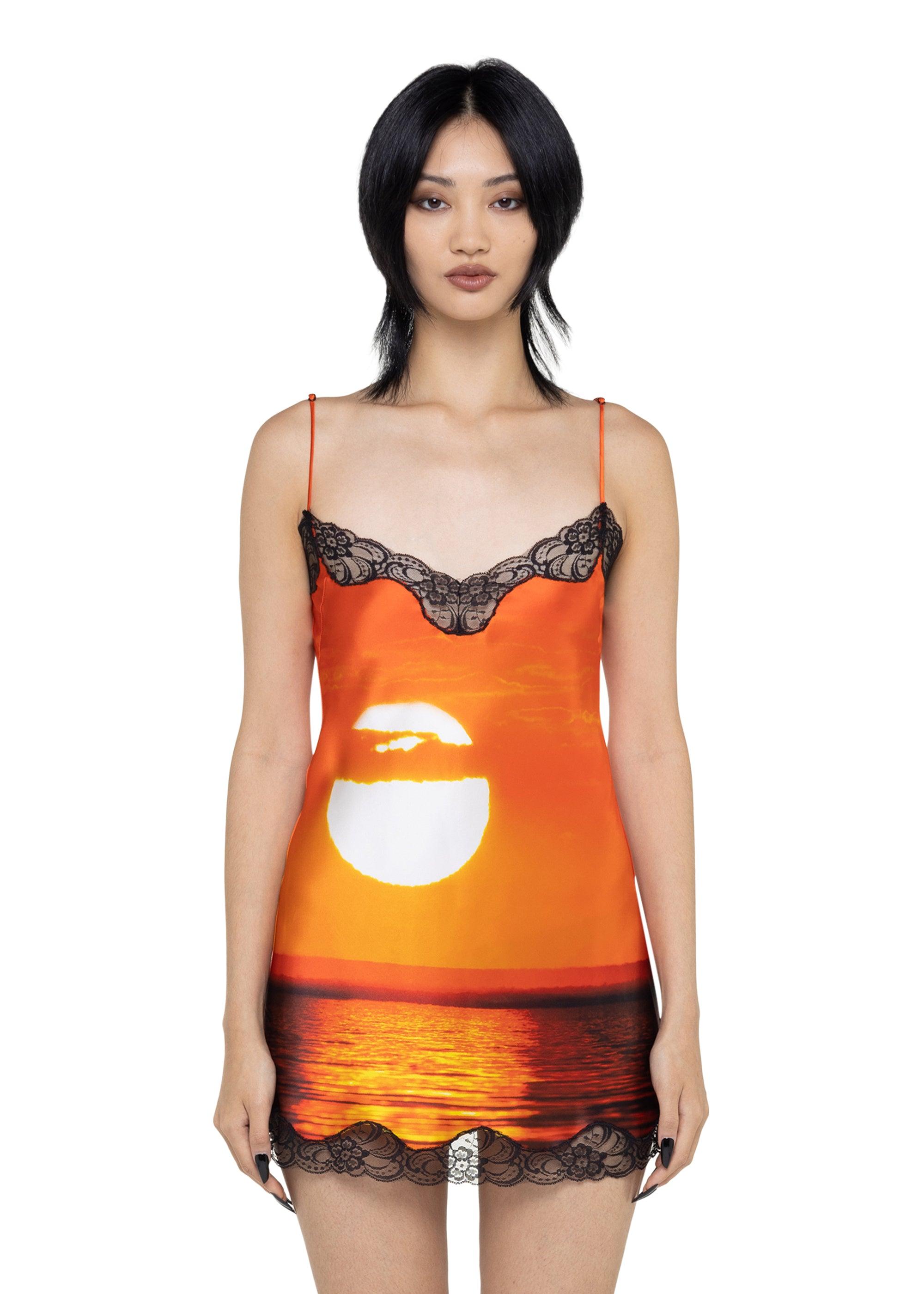 sunset silk dress Sunset Silk Slip Dress Crease Studios