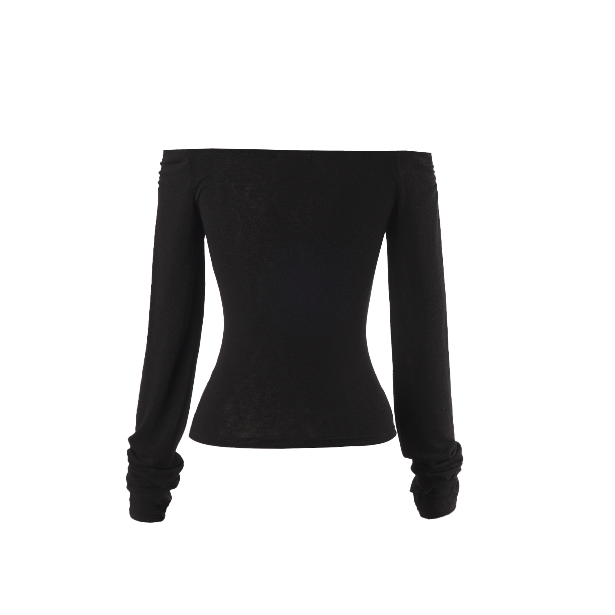 Curve Button Off -Shoulder Tee in Black