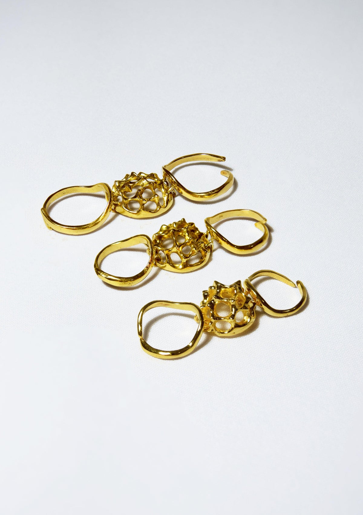 Articulated Spike Sphere Ring in Gold