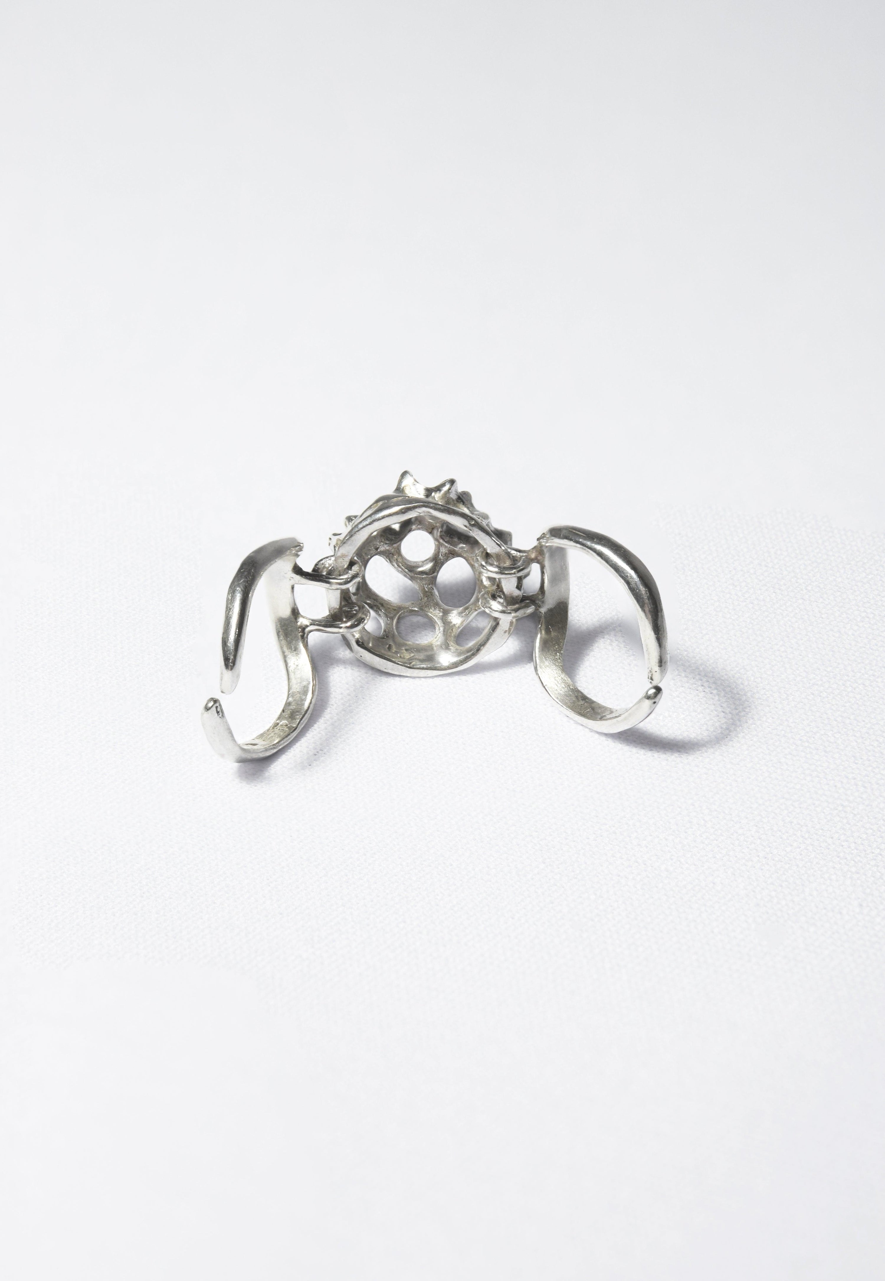 Articulated Spike Sphere Ring in Gold