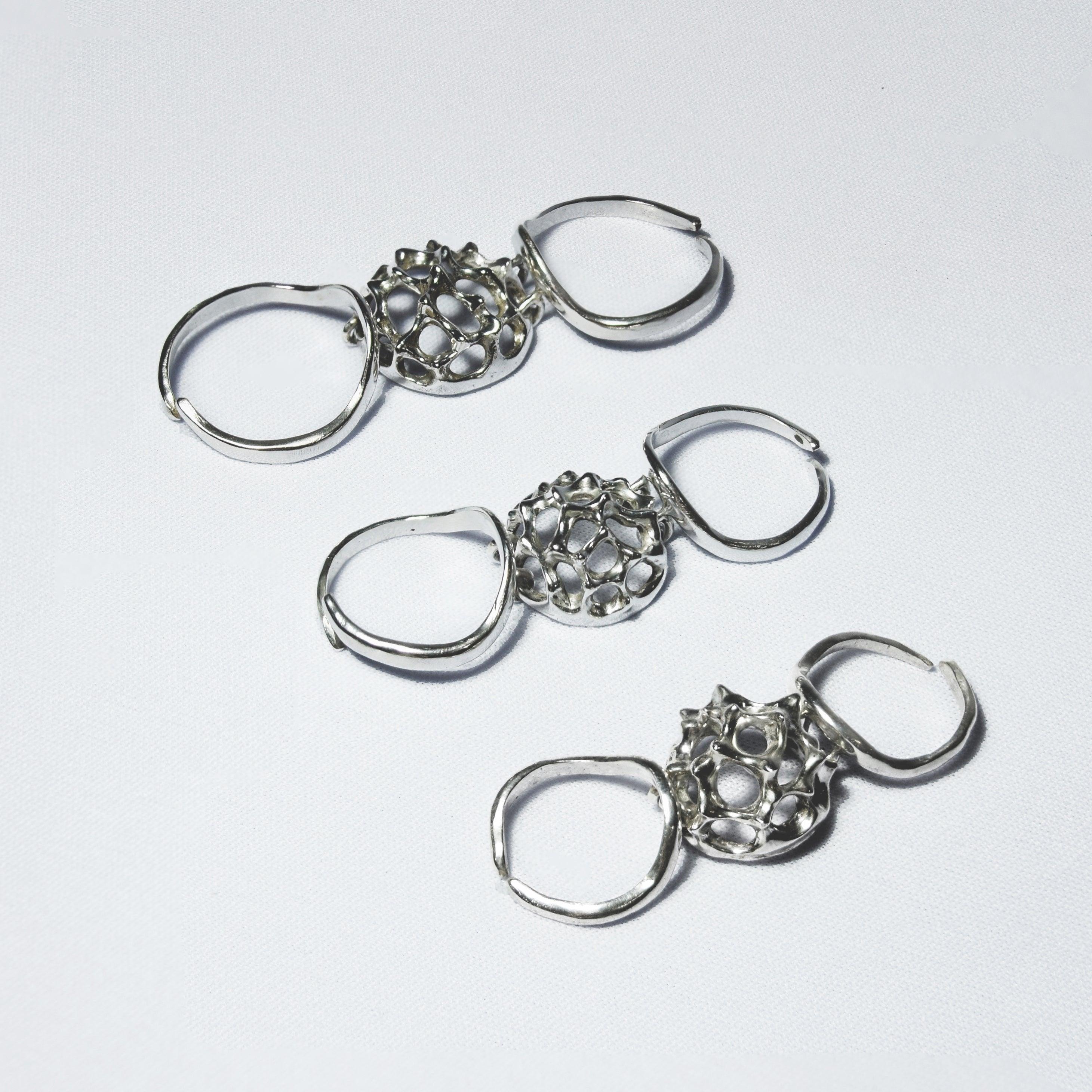 Articulated Spike Sphere Ring in Gold