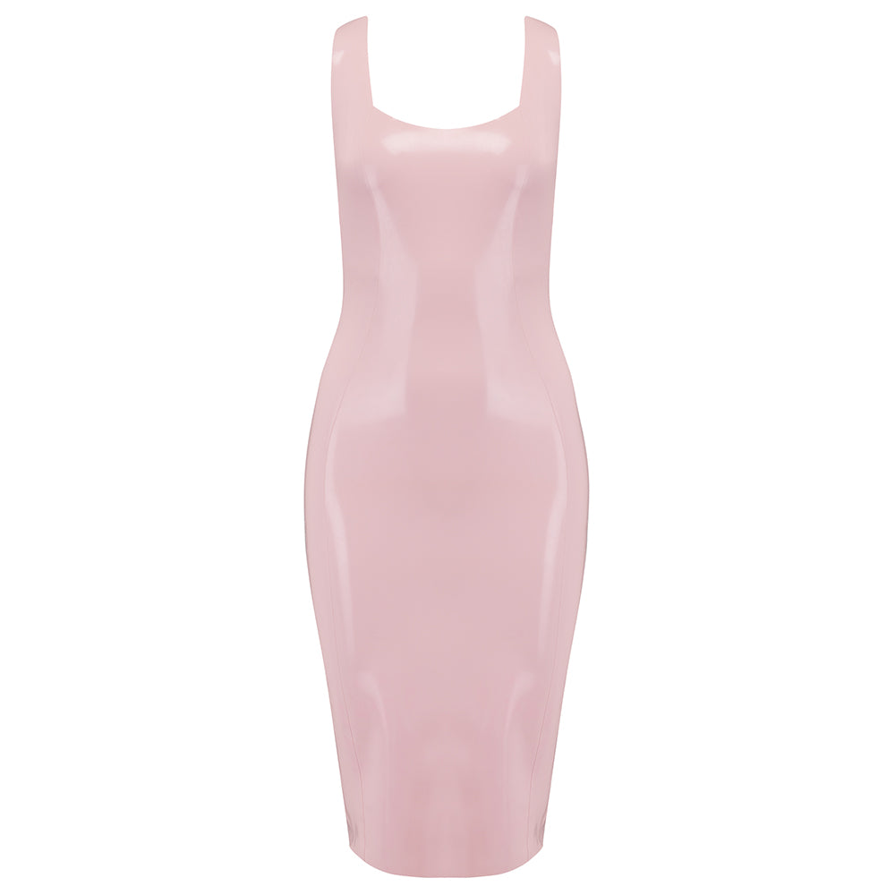 baby pink latex dress Baby Pink Latex Mini Dress