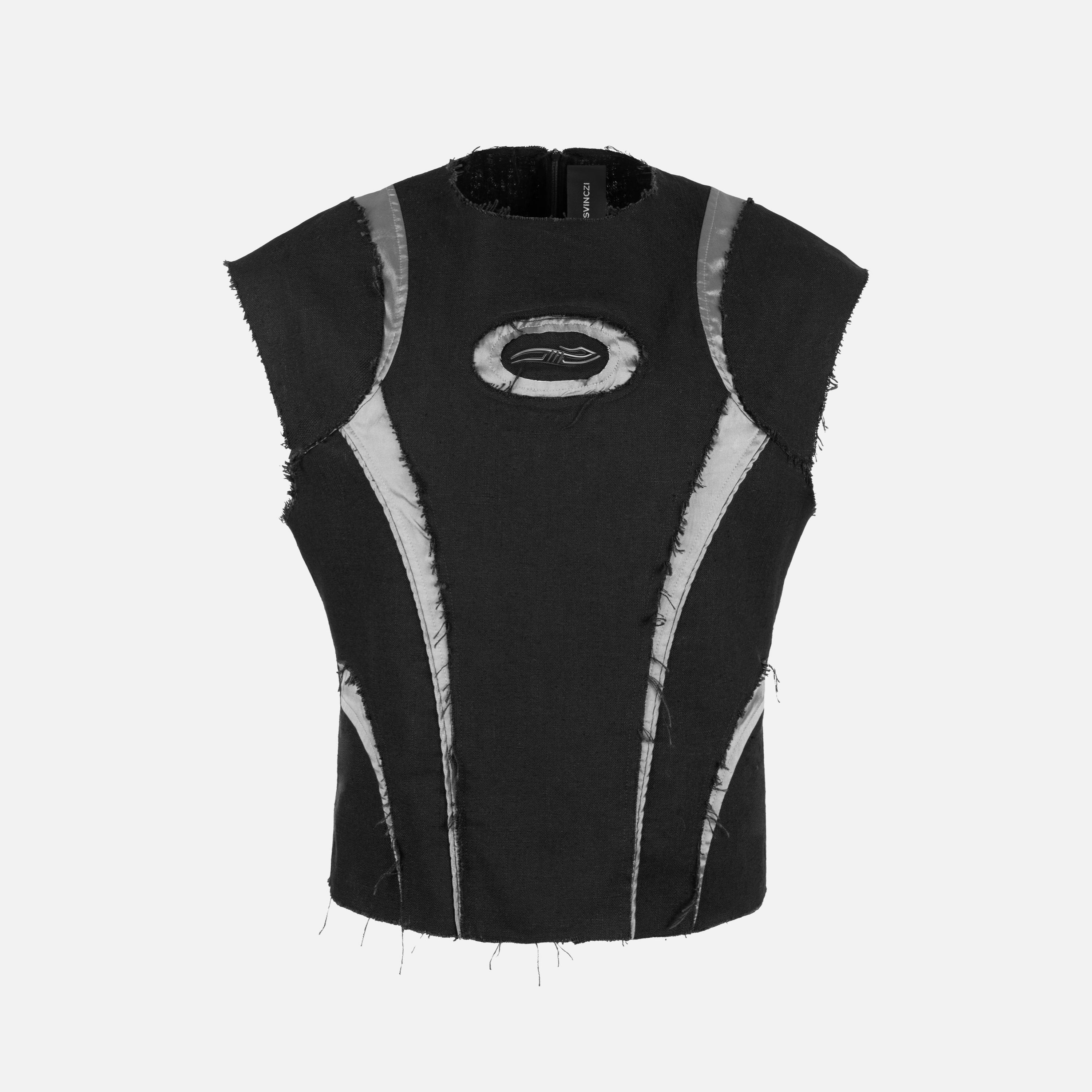 Euro Linen Top in Black