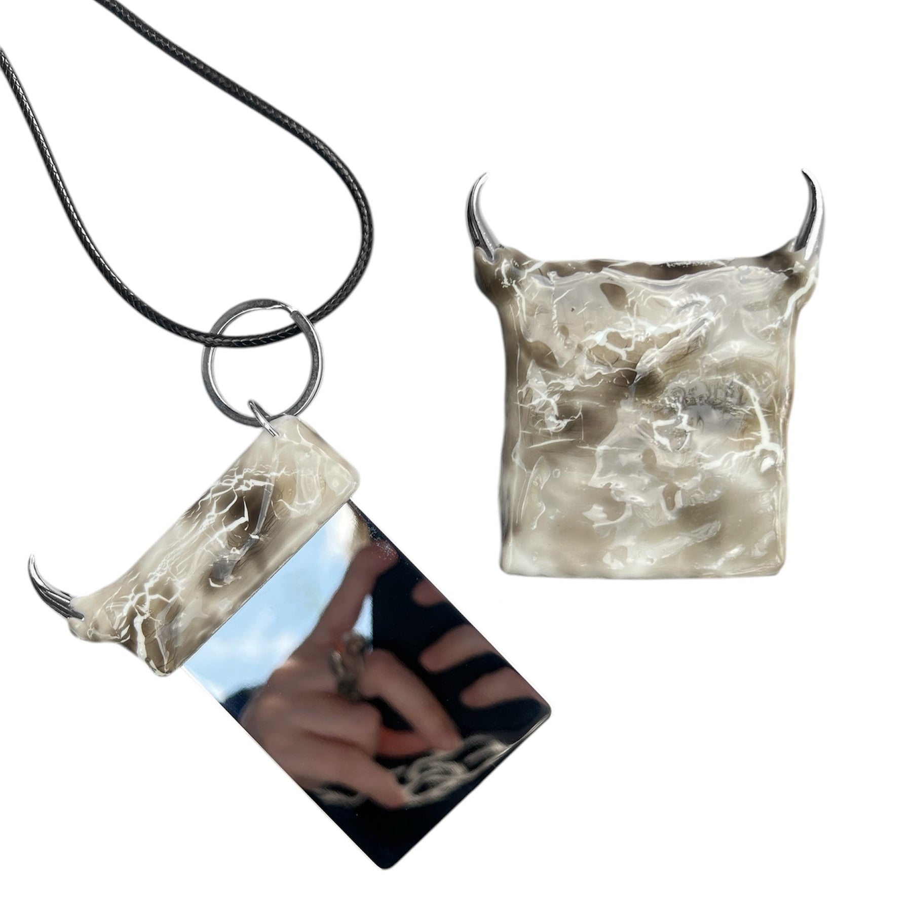 White Metal Mirror