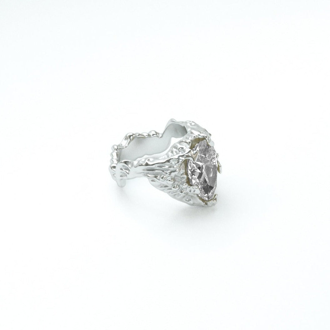 Molten Clear Pear Cut Ring