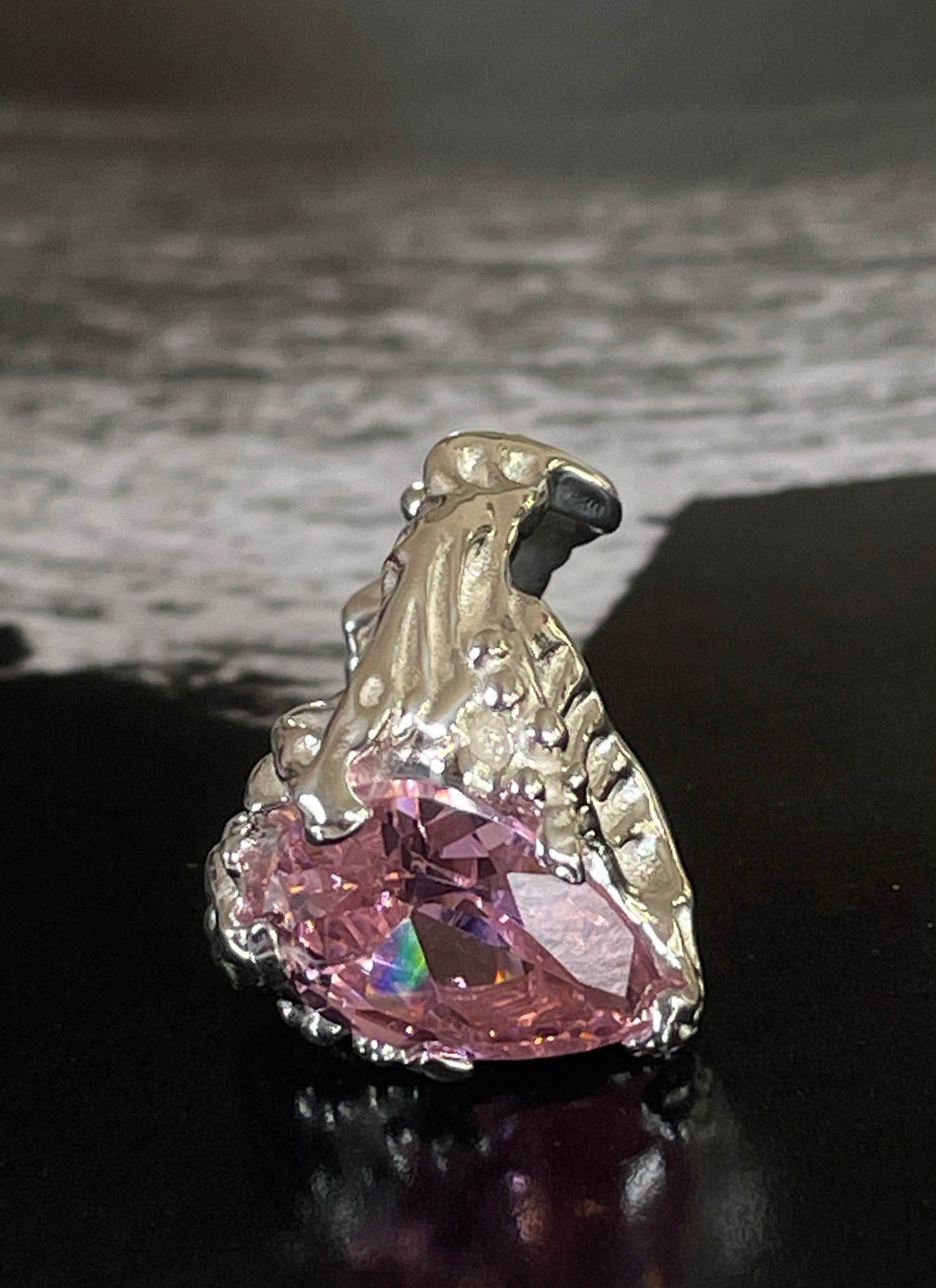 Molten Pink Pear Cut Ring