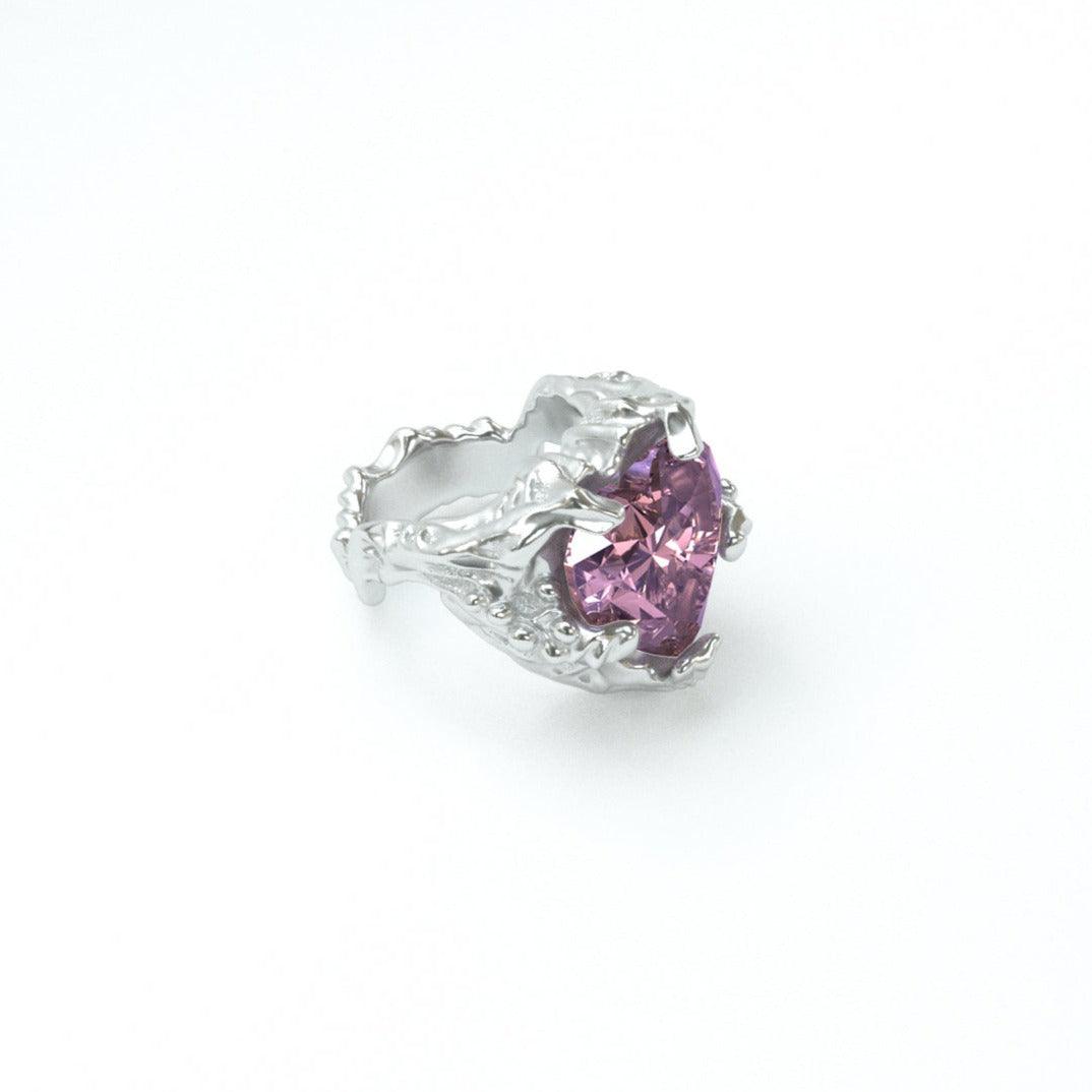 Molten Pink Heart Stone Ring