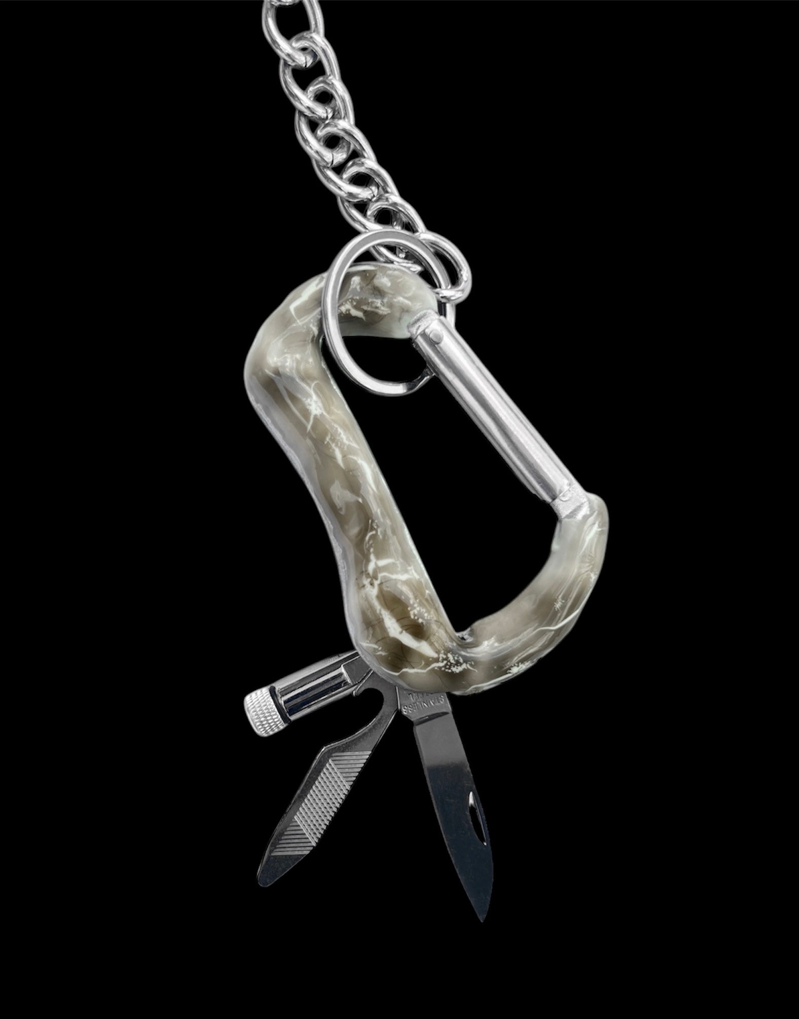 White Carabiner Multitool