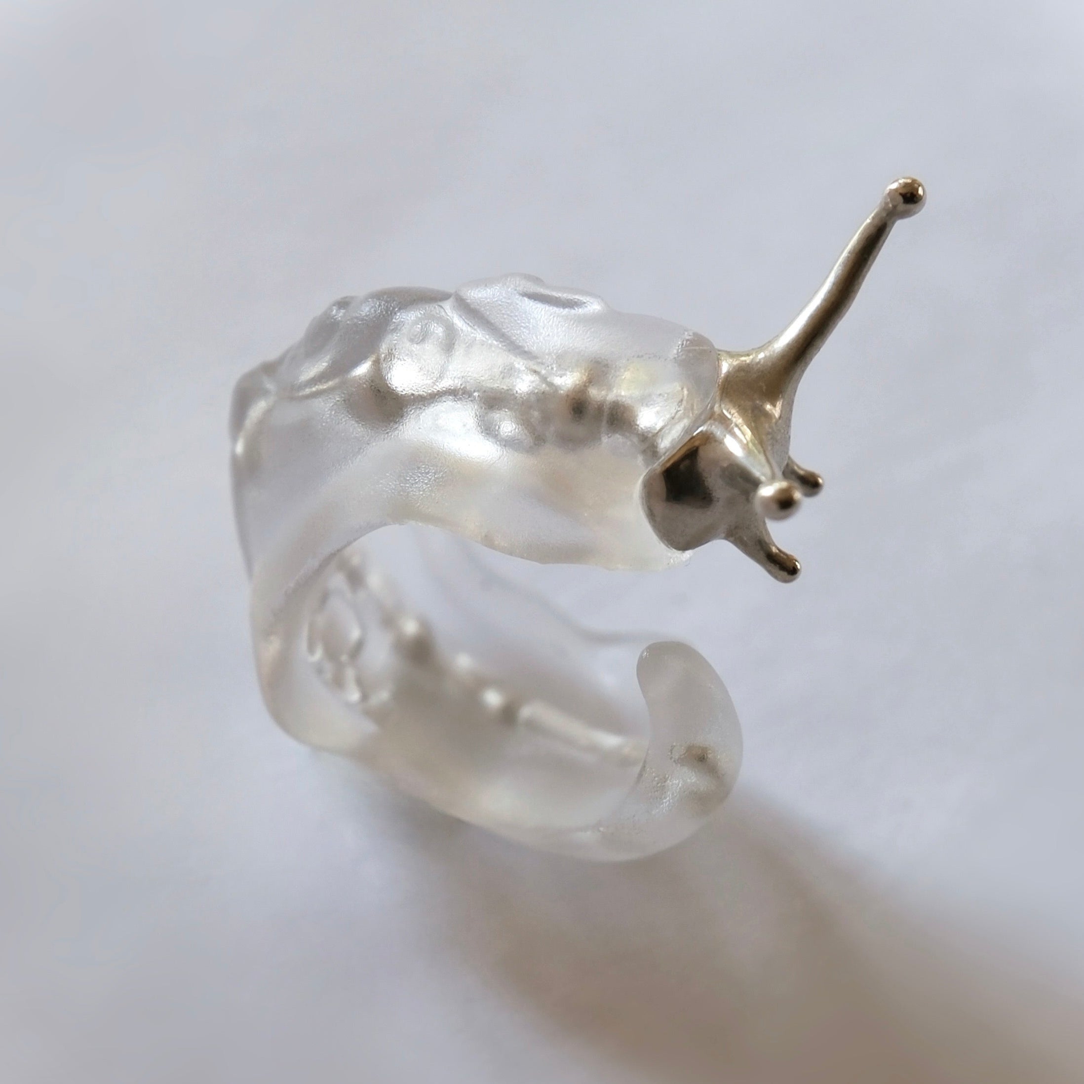 Silver Spine Slug Ring