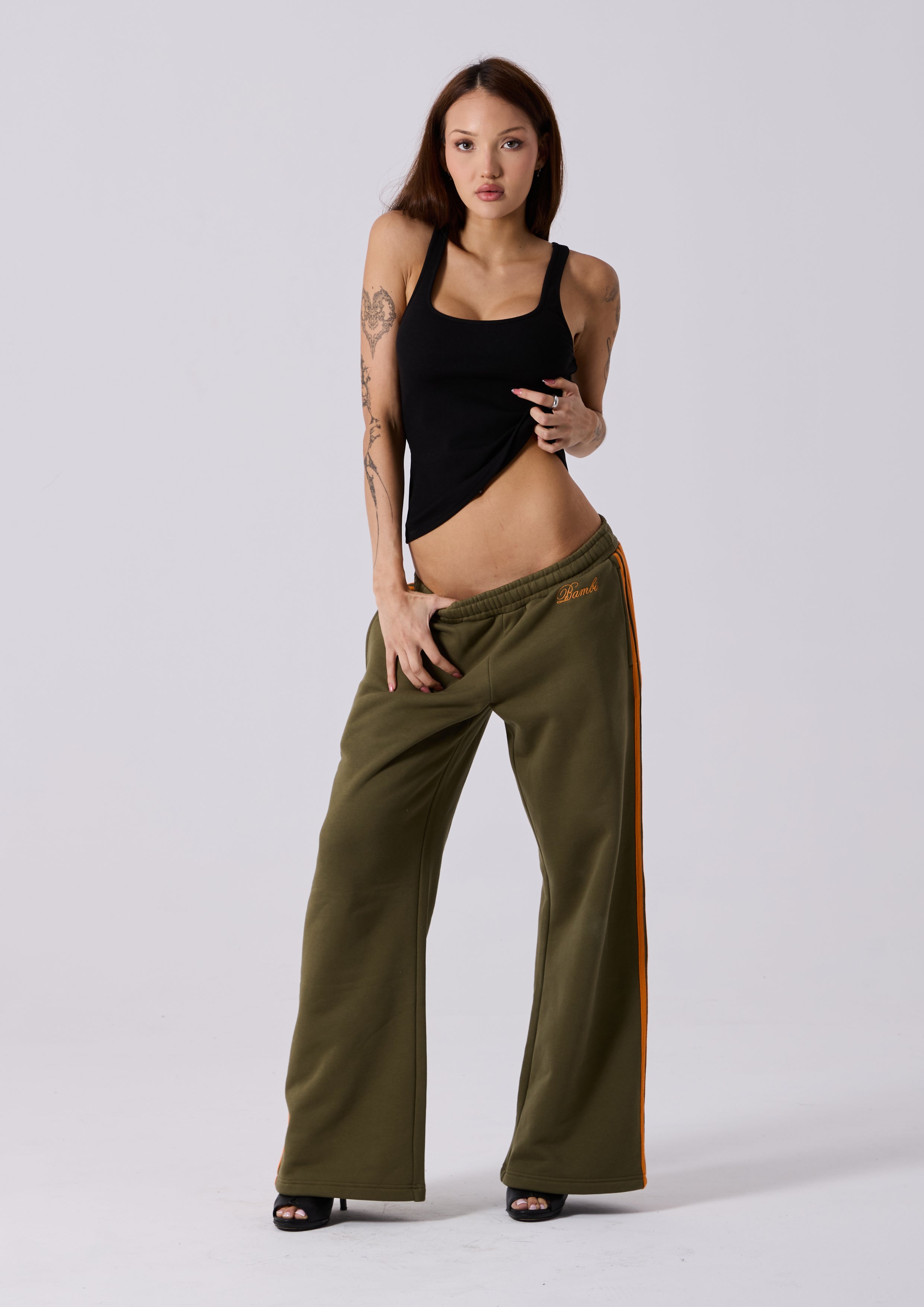 Lola Stripe Track Pant in Khaki