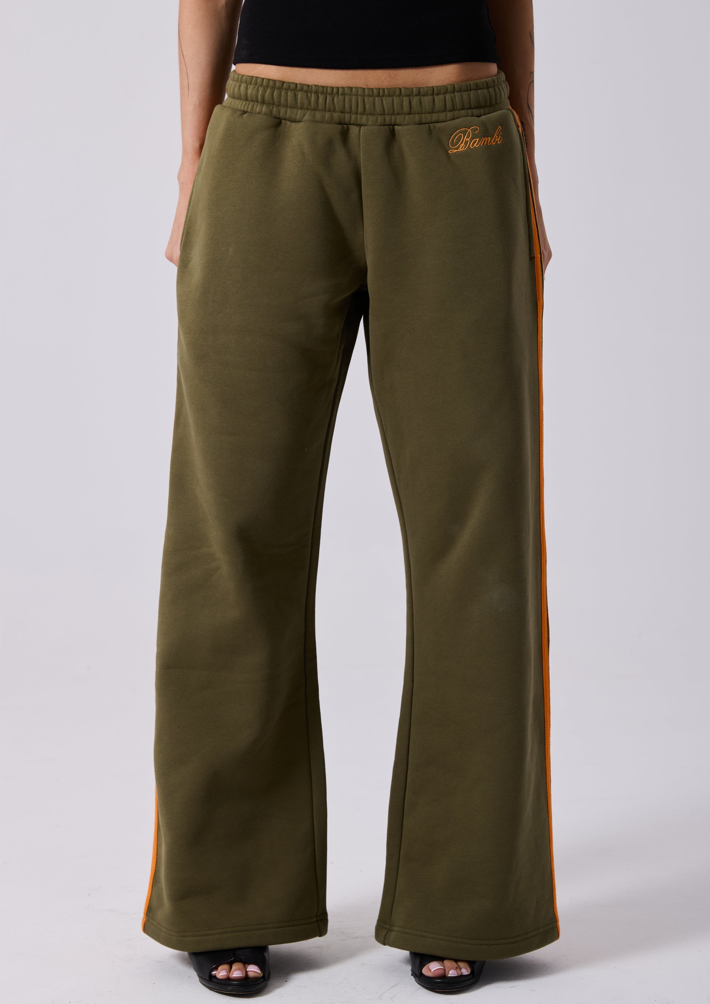 Lola Stripe Track Pant in Khaki
