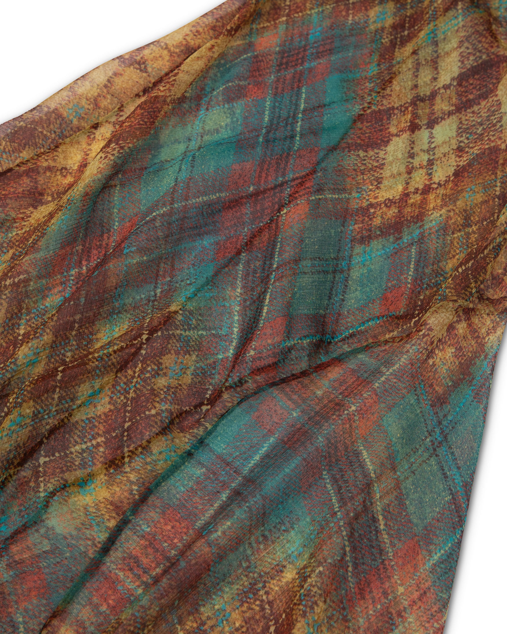 Sunset Silk Plaid Dress
