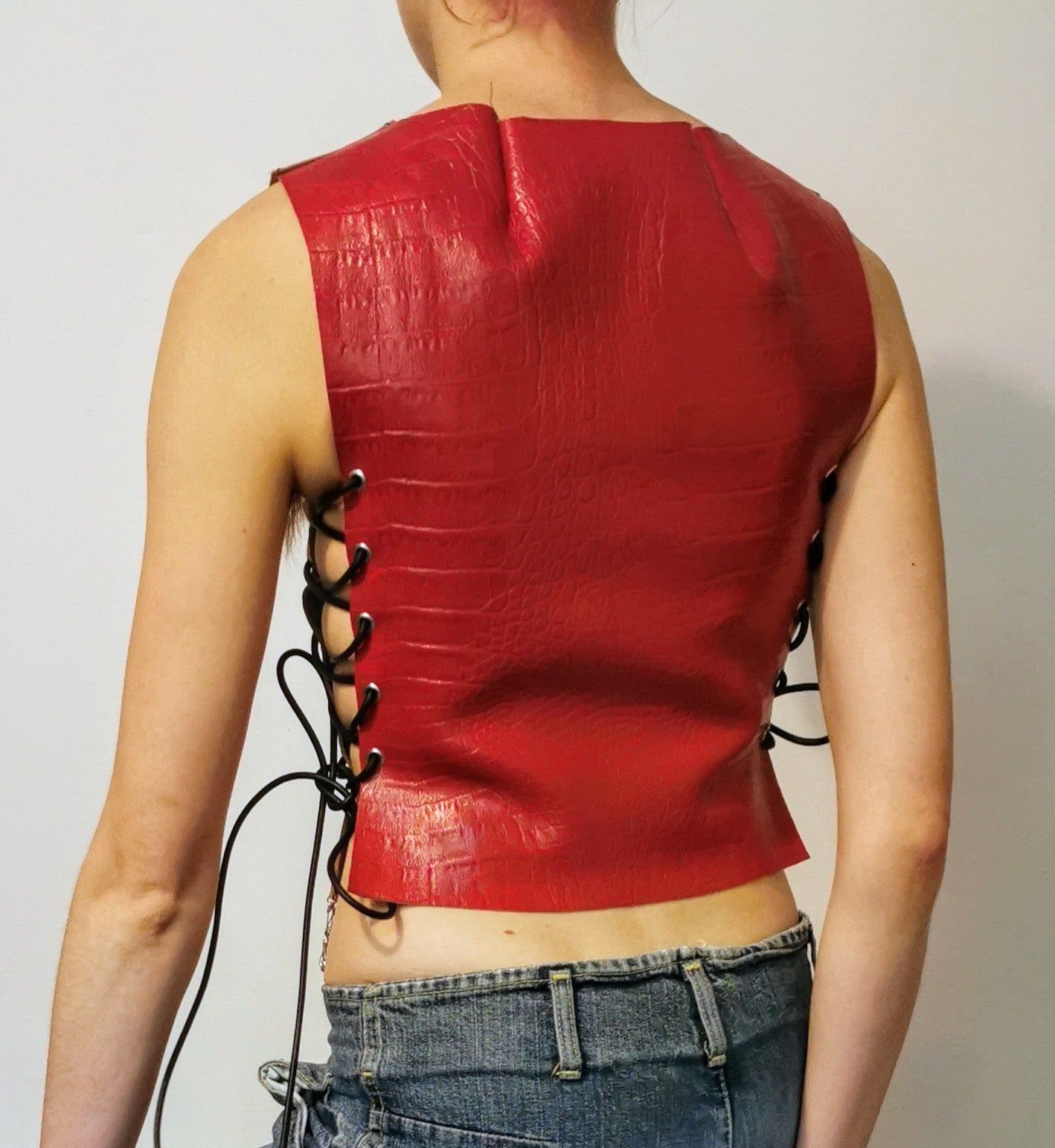 Red Leather Reptile Effect Breastplate