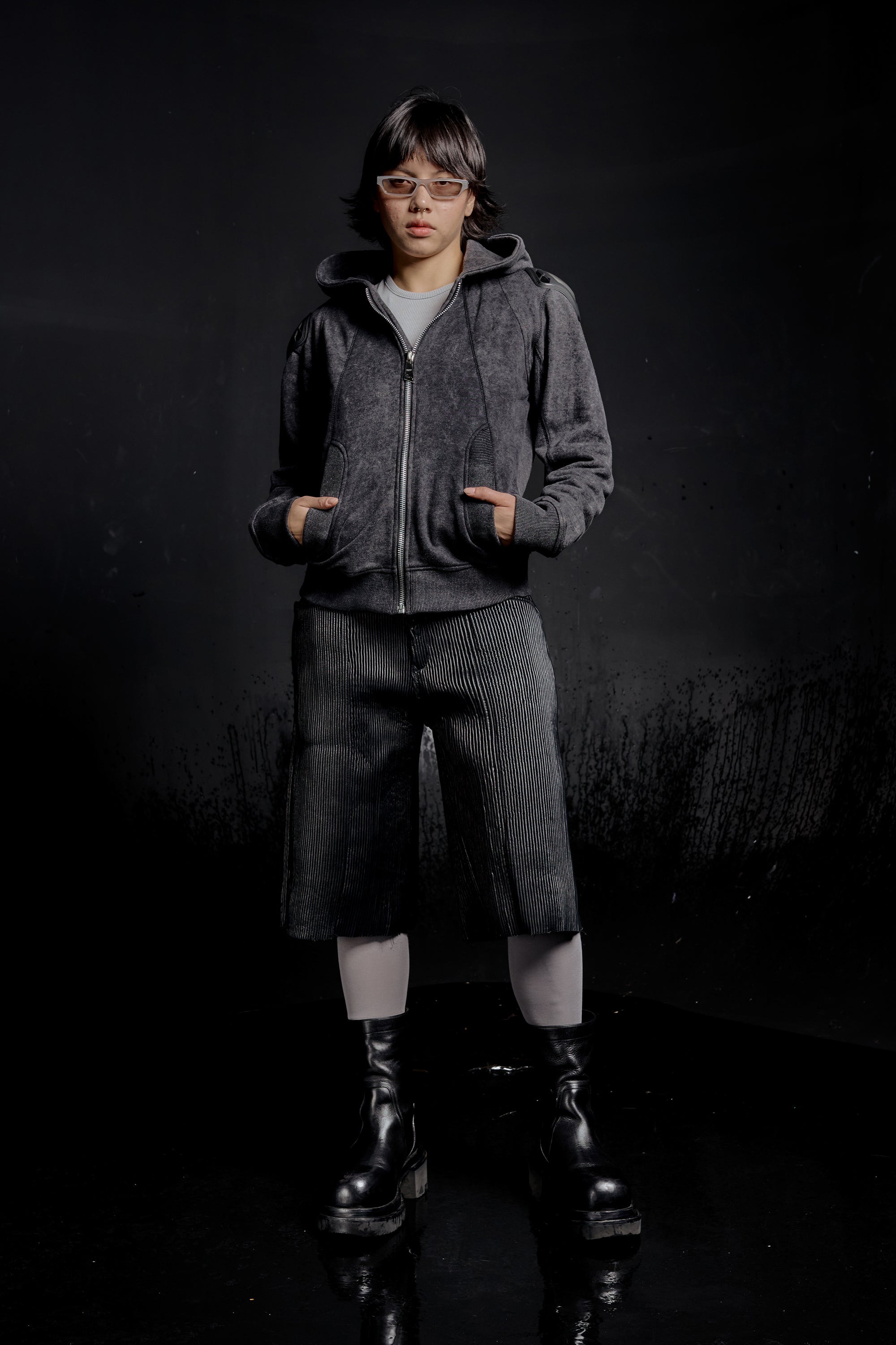 RUH Paneled Zip Up Hoodie in Acid