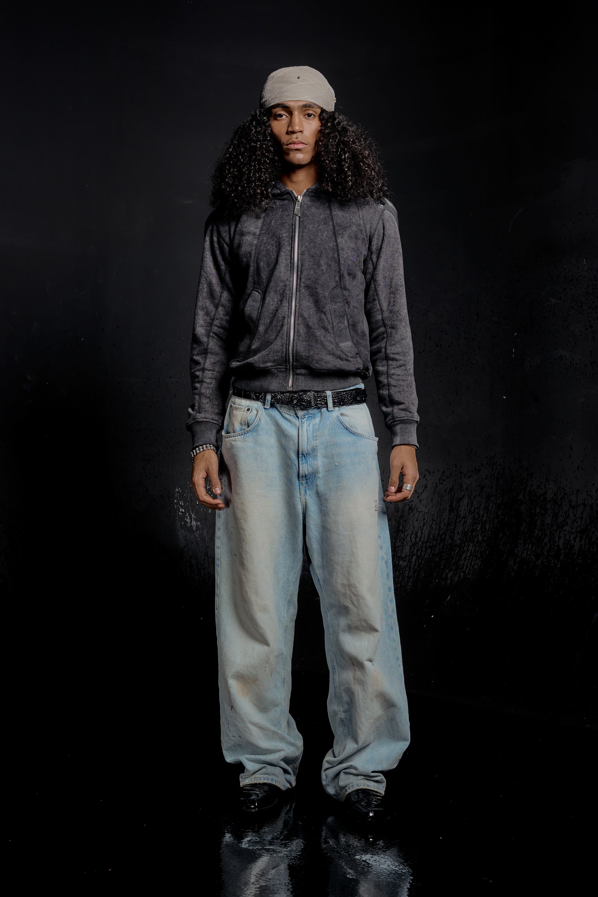 RUH Paneled Zip Up Hoodie in Acid