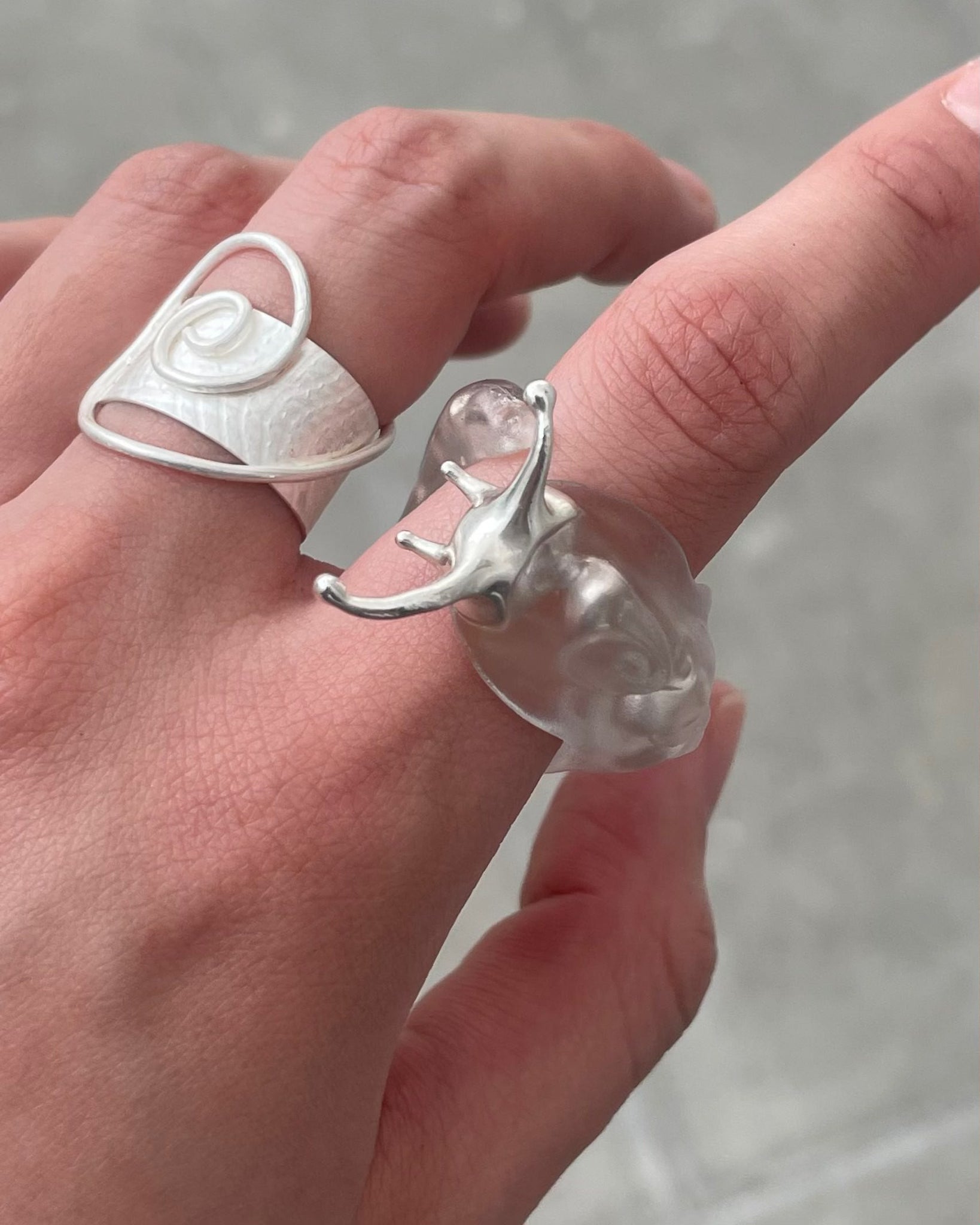 Silver Spine Slug Ring