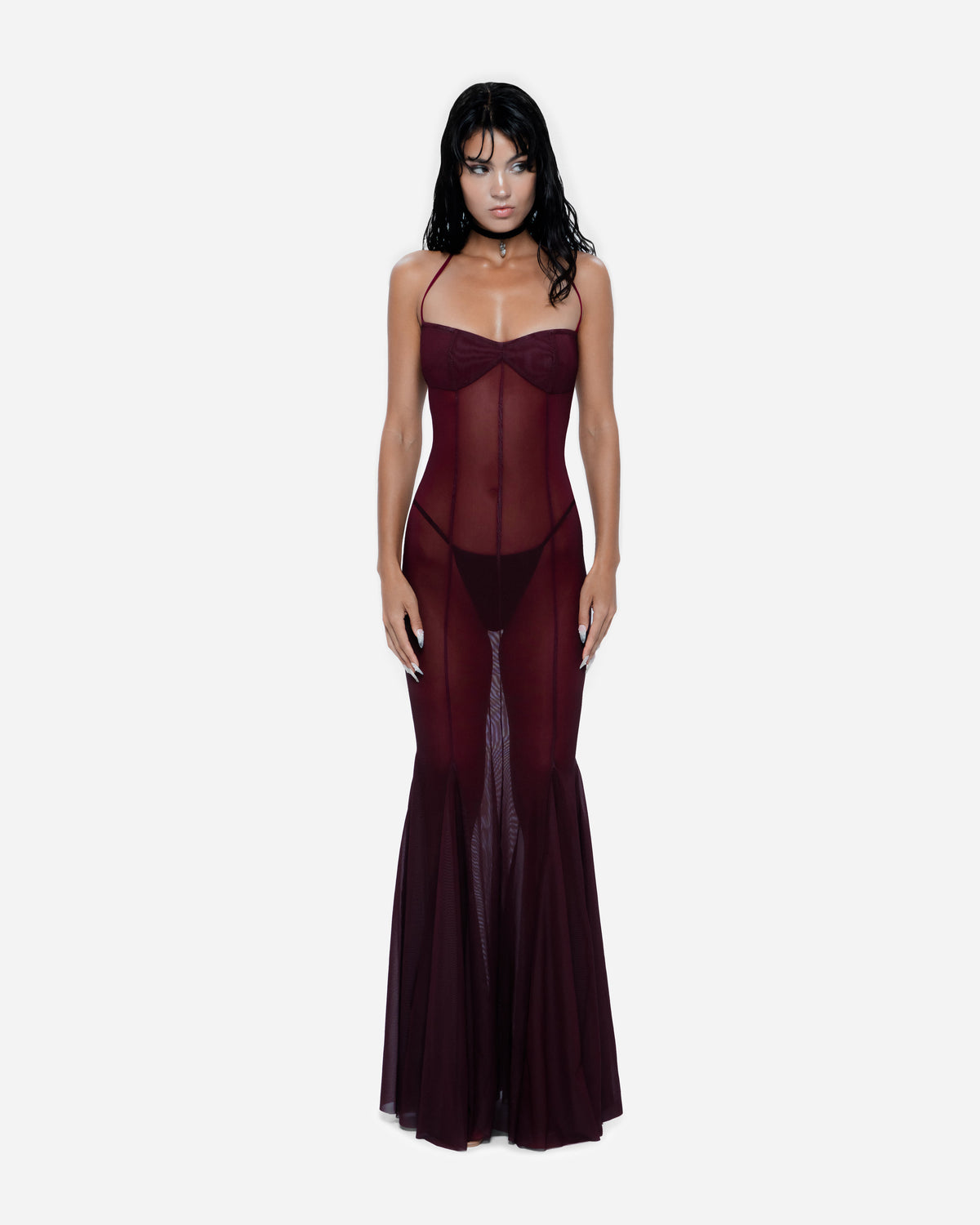 Siren Maxi Dress in Wine Red