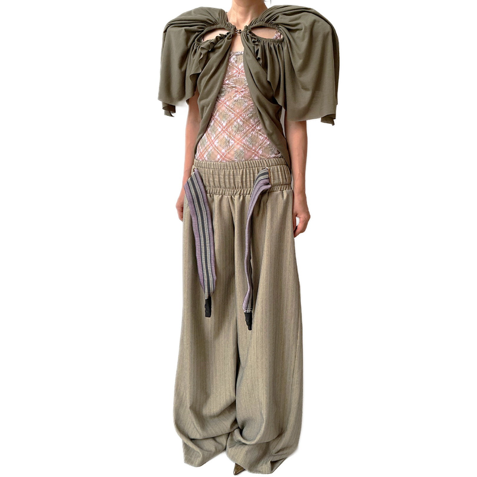 Low-rise Stripe Suiting Oversized Baggy Pants