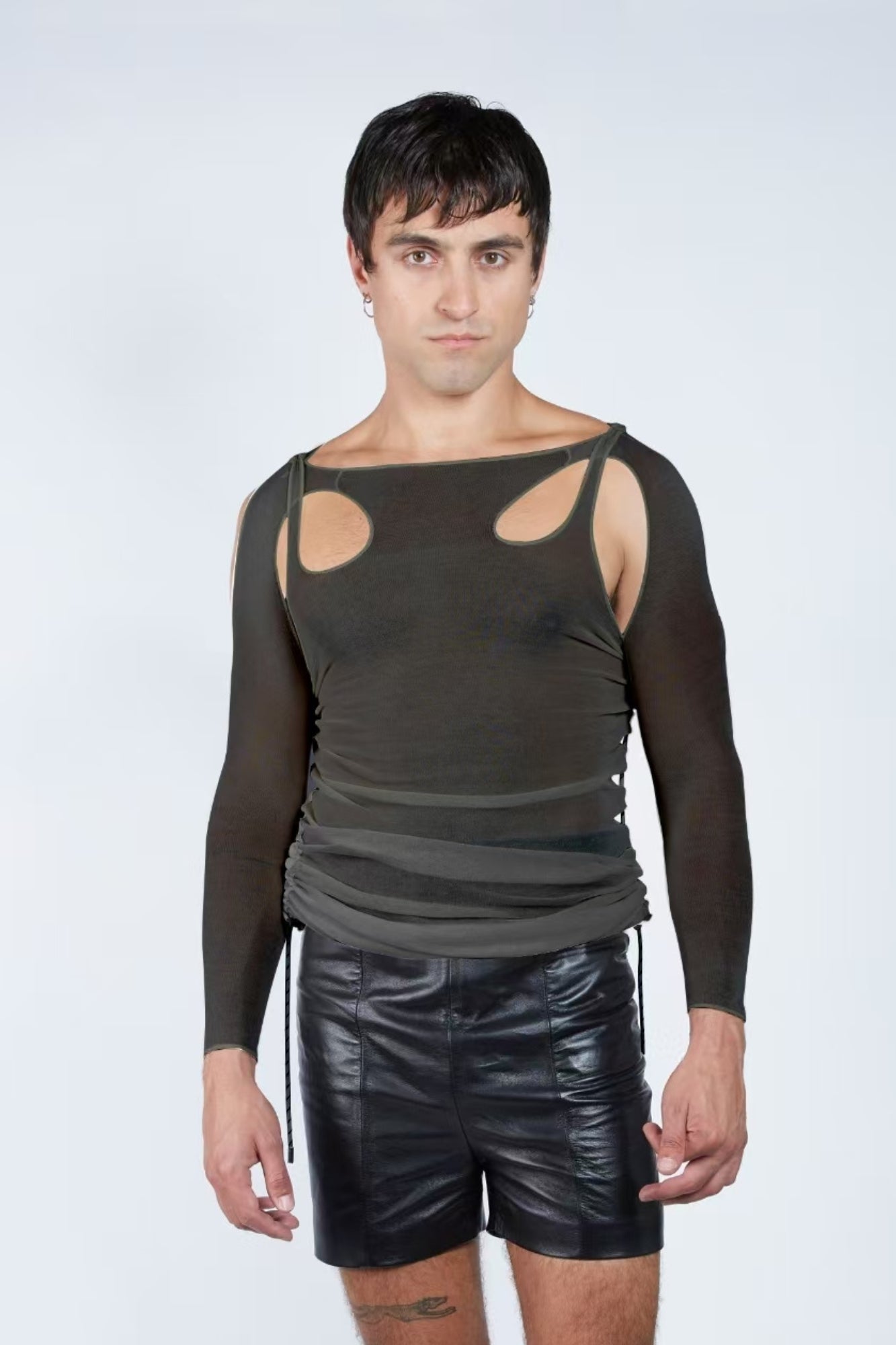 Ruched Paracord Overlay Strap Long Sleeve