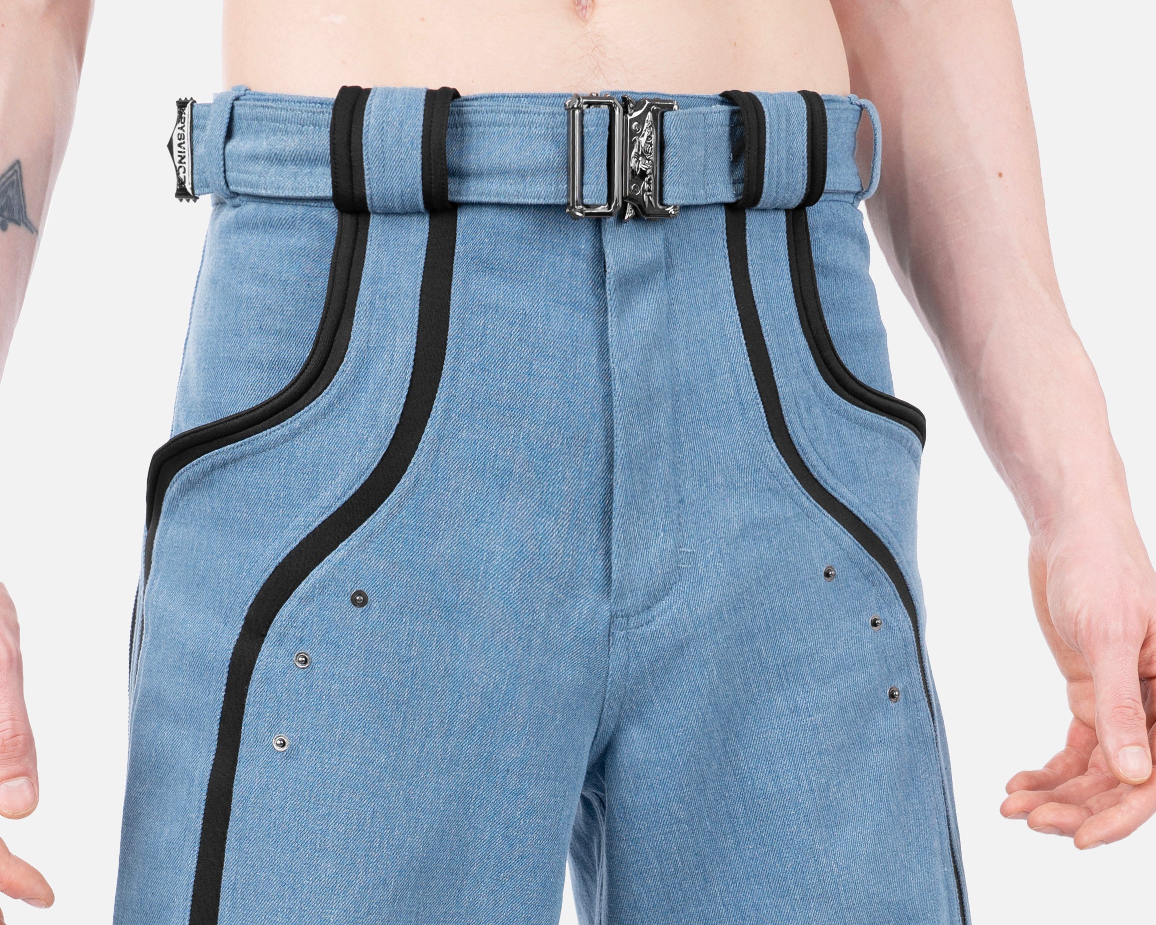 블루색 워크 데님 팬츠