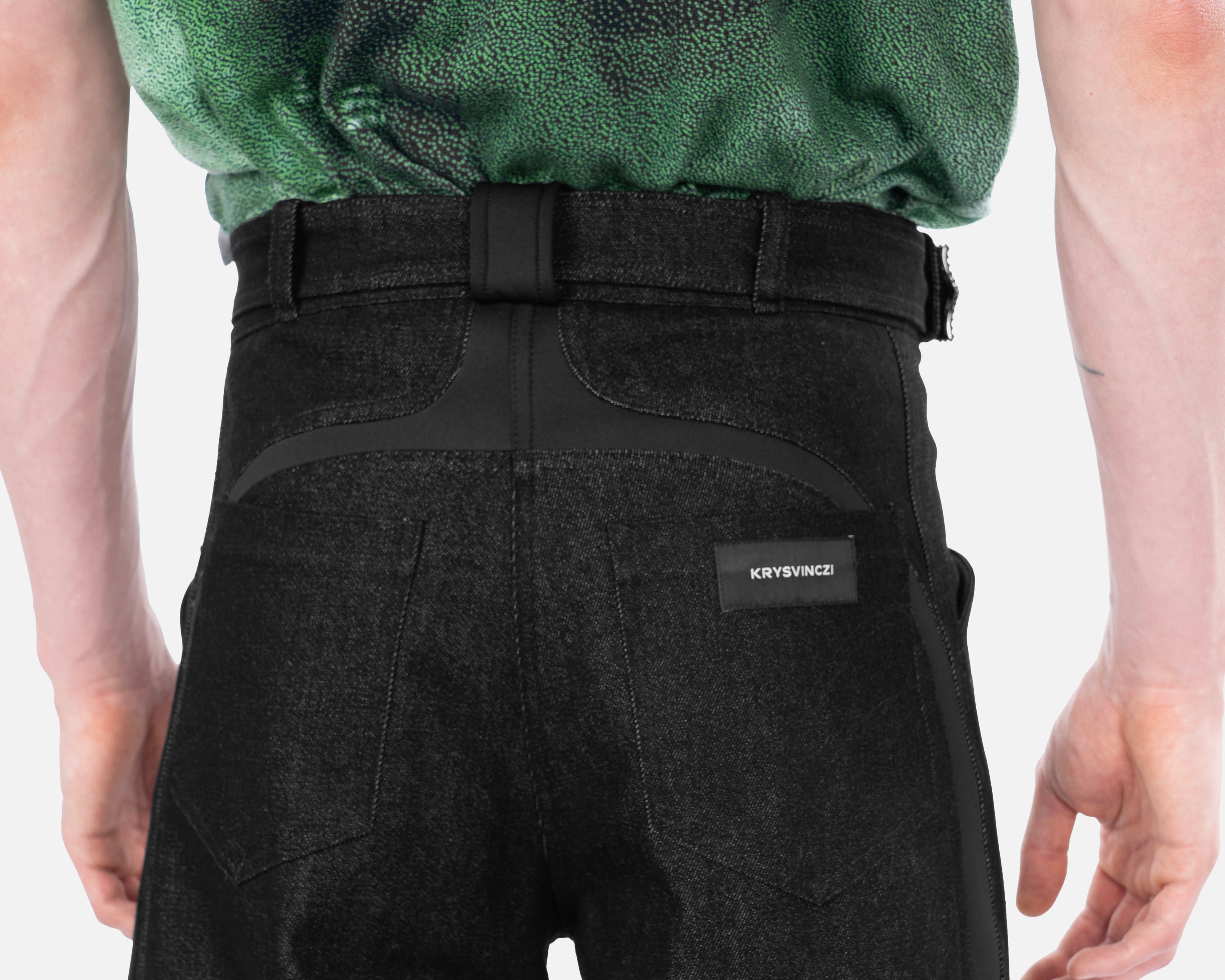 블랙 워크 데님 팬츠