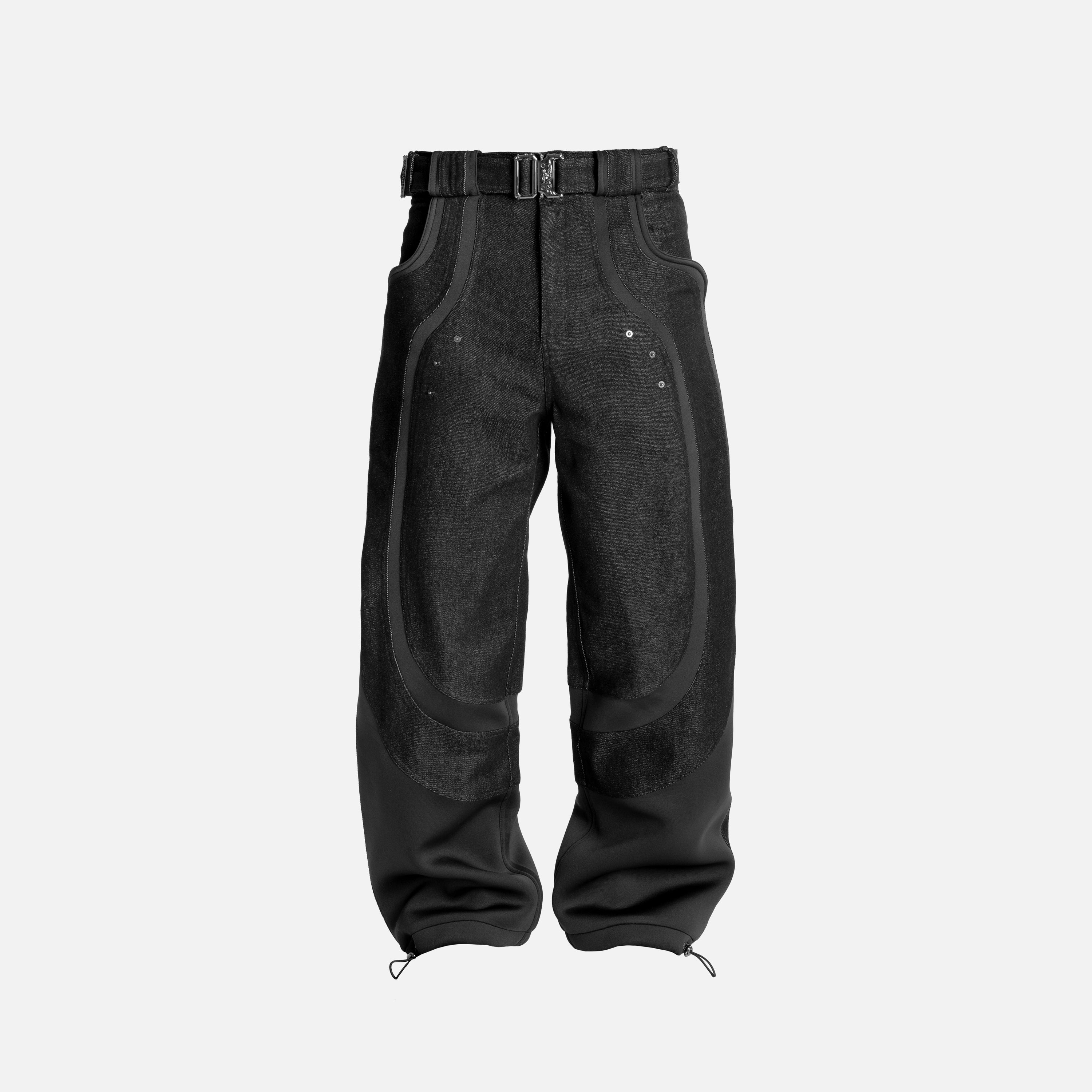 블랙 워크 데님 팬츠