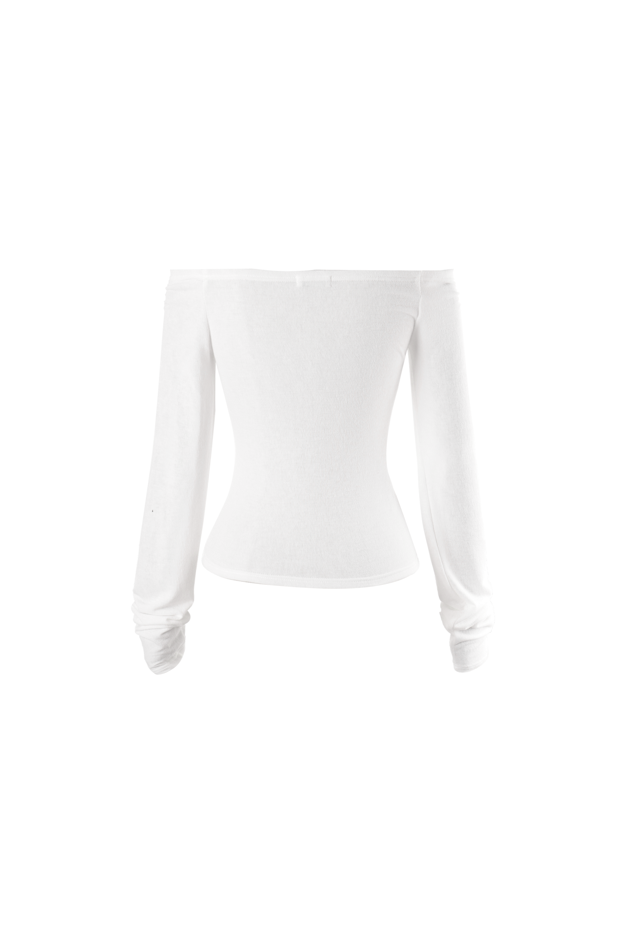 커브 버튼 오프숄더 티셔츠 (화이트)