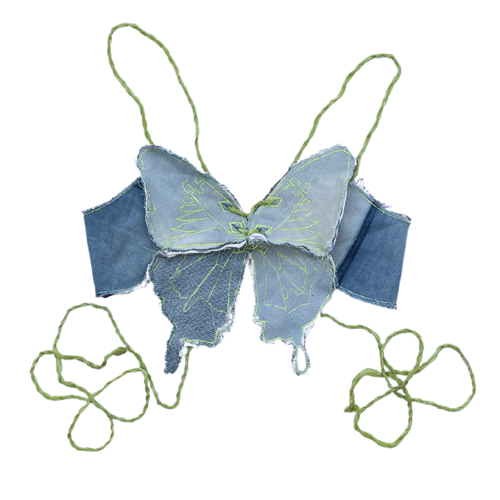 Green Stitching Butterfly Top