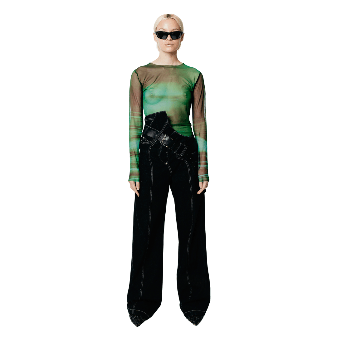 트월 데님 팬츠 블랙