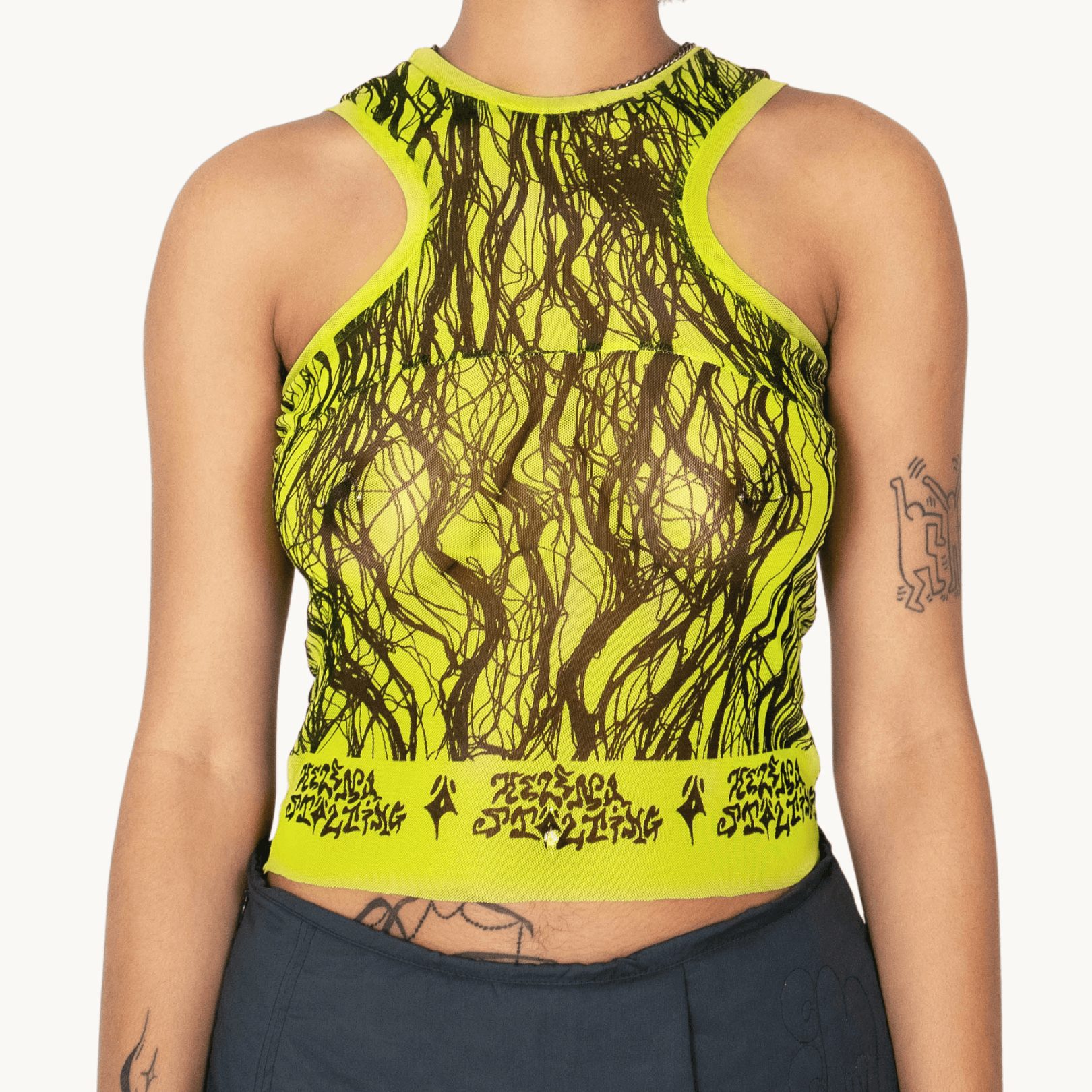 Hair Mesh Tank in Lime