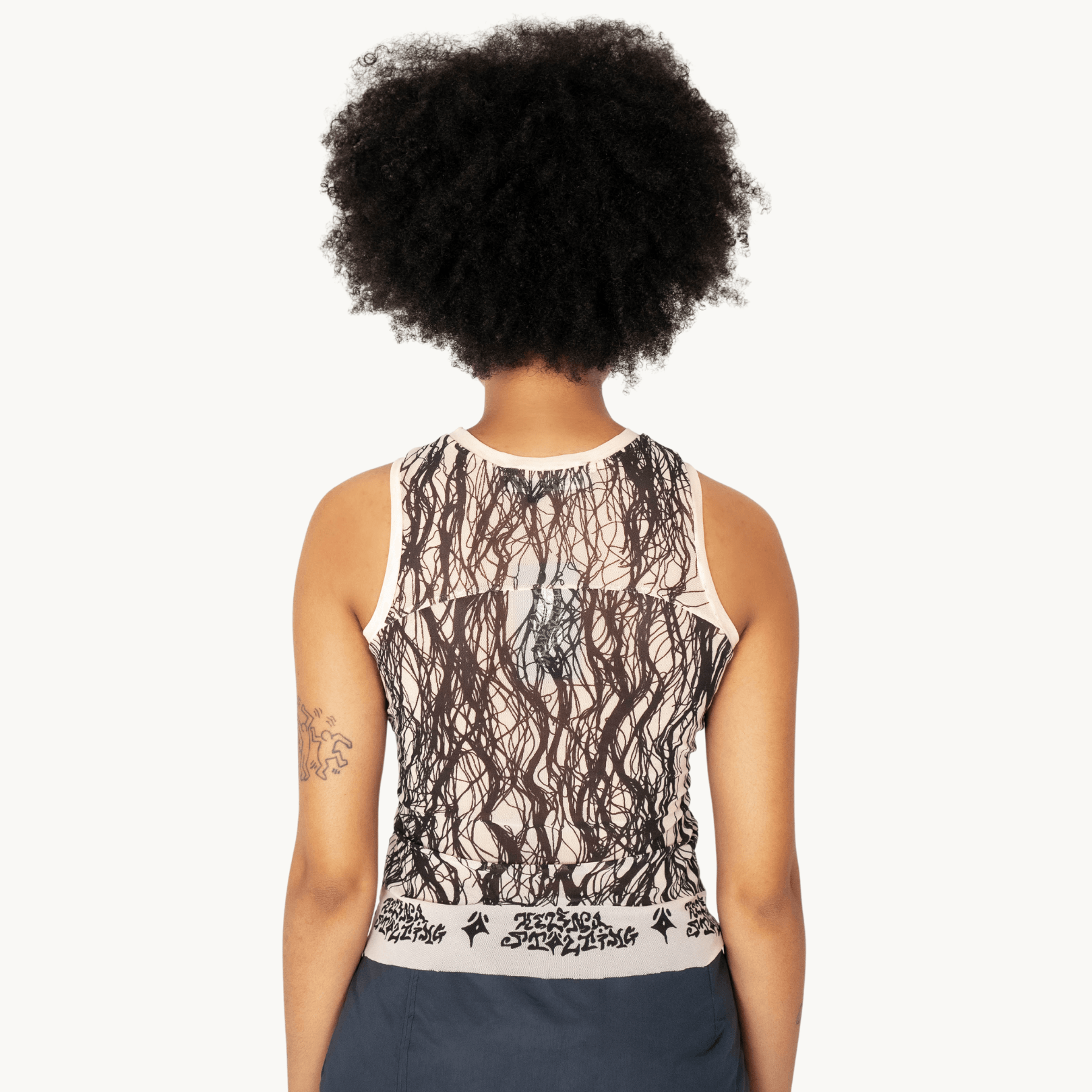 Haarnetz-Tanktop in Rosa 