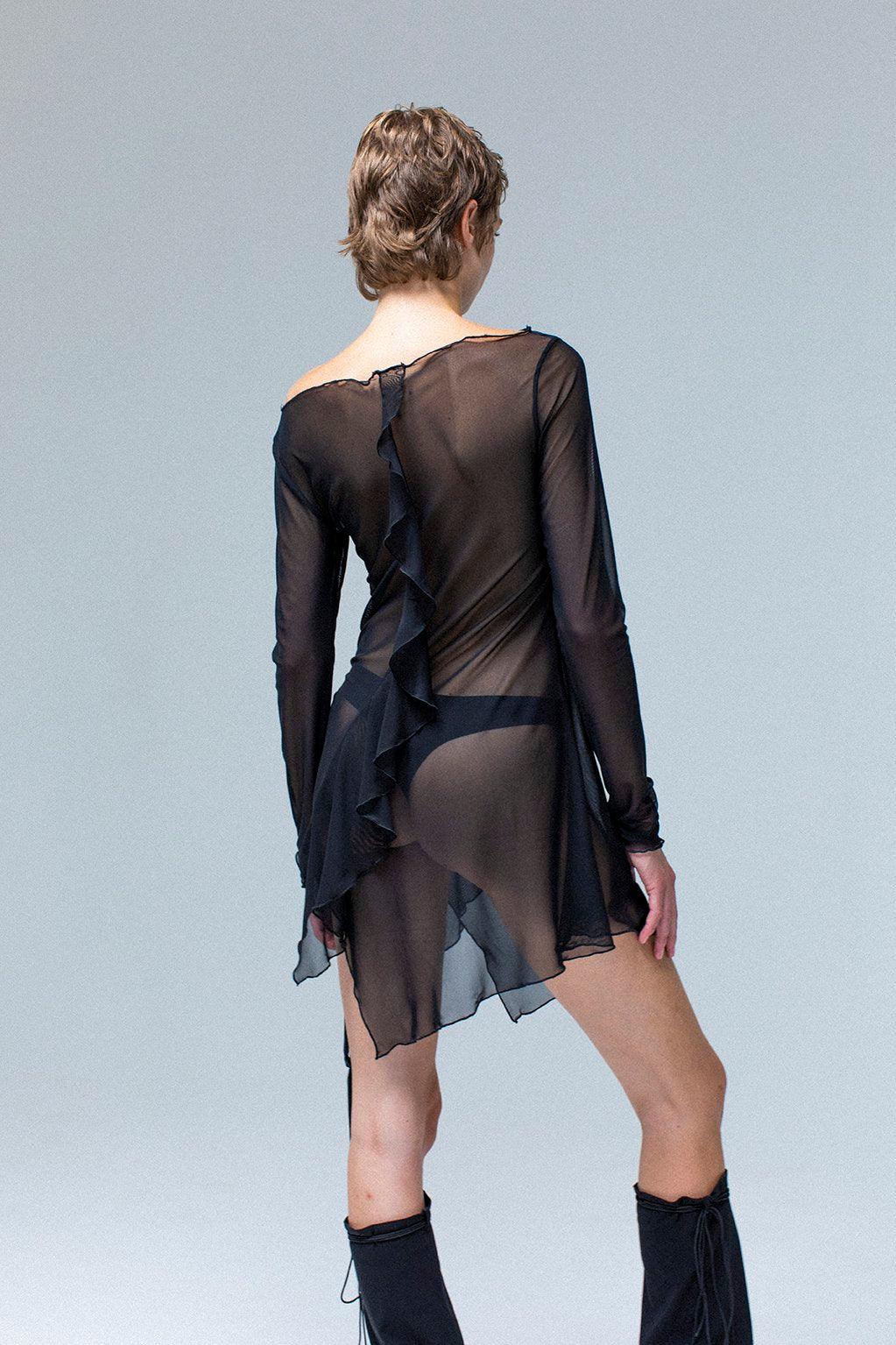 mesh money dress Money Print Long Sleeve Mesh Dress (Medium)