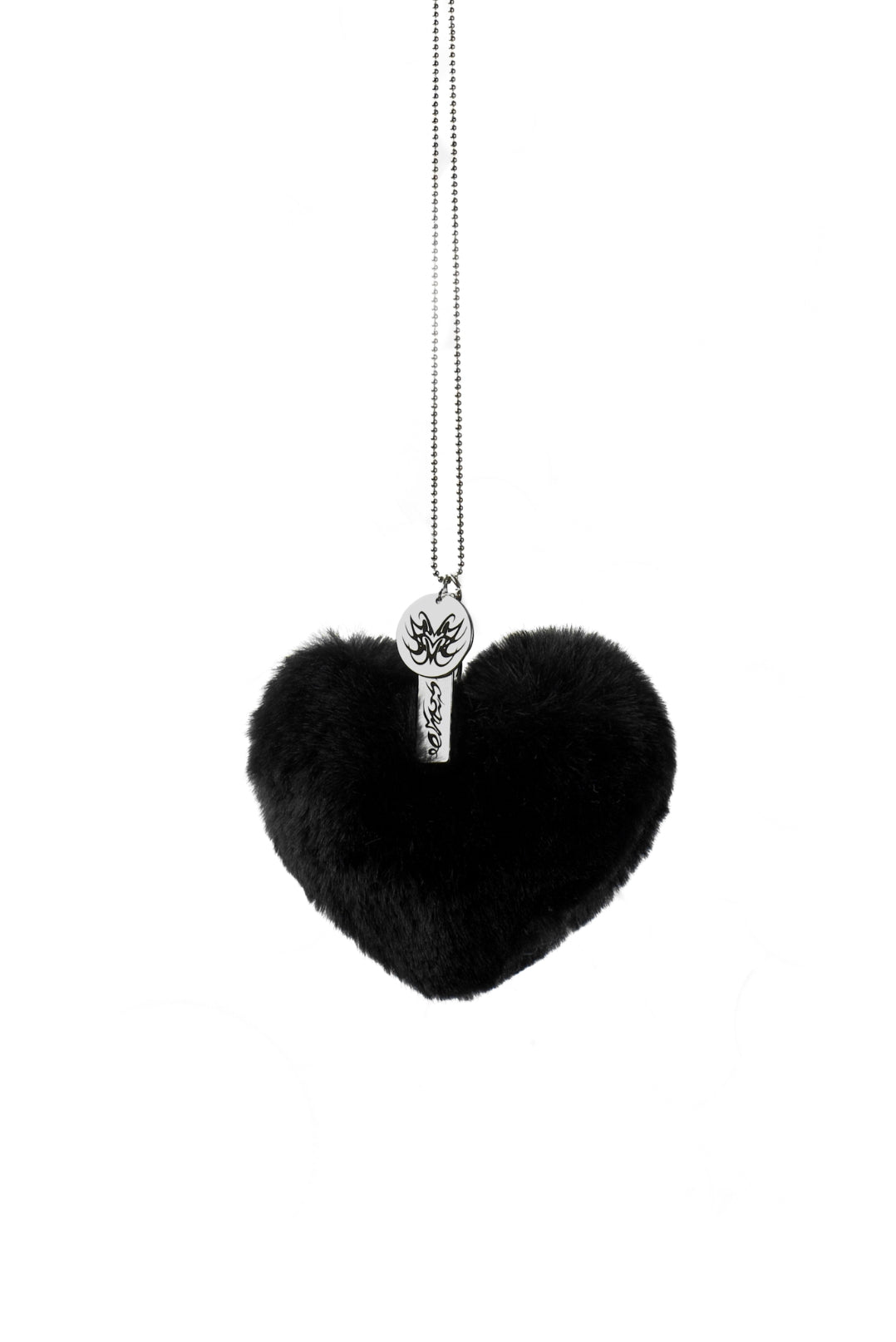 Fluffy Black Heart Necklace
