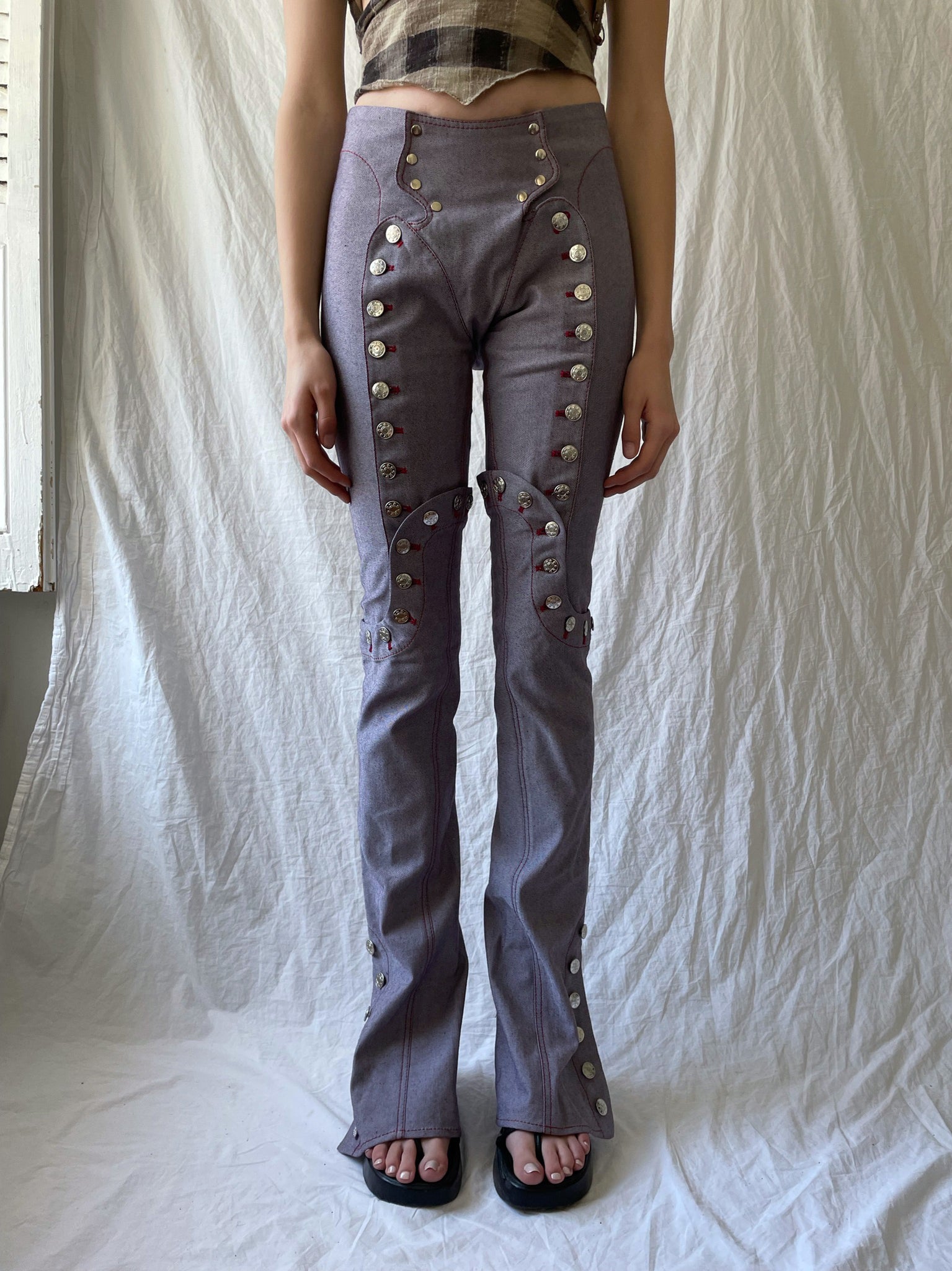 Purple Denim Convertible Pants
