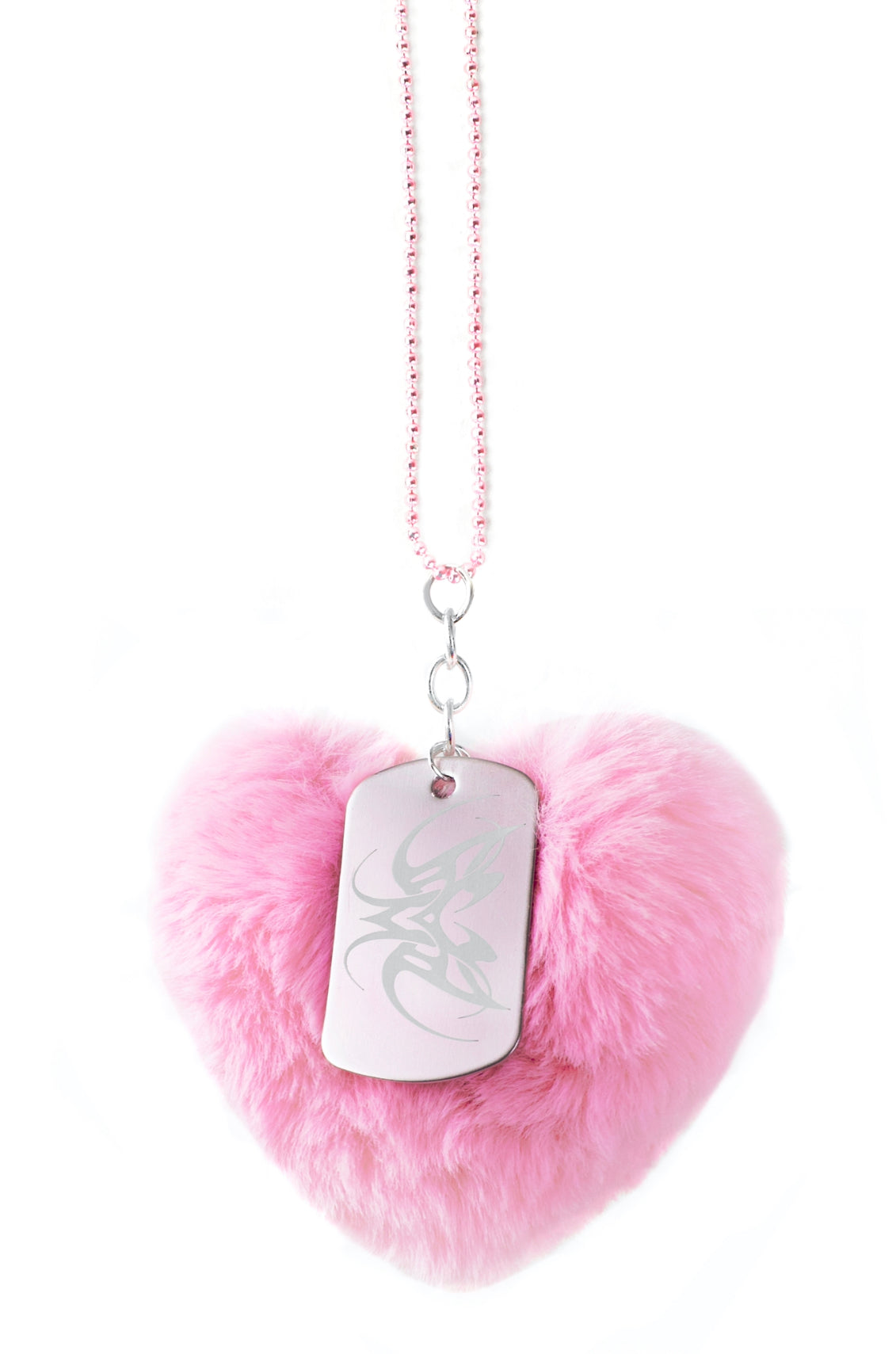 Fluffy Pink Heart Necklace