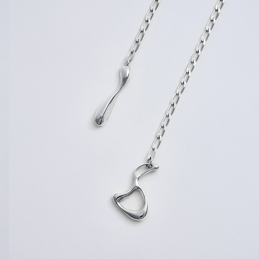 Drop Logo Necklace - Silver