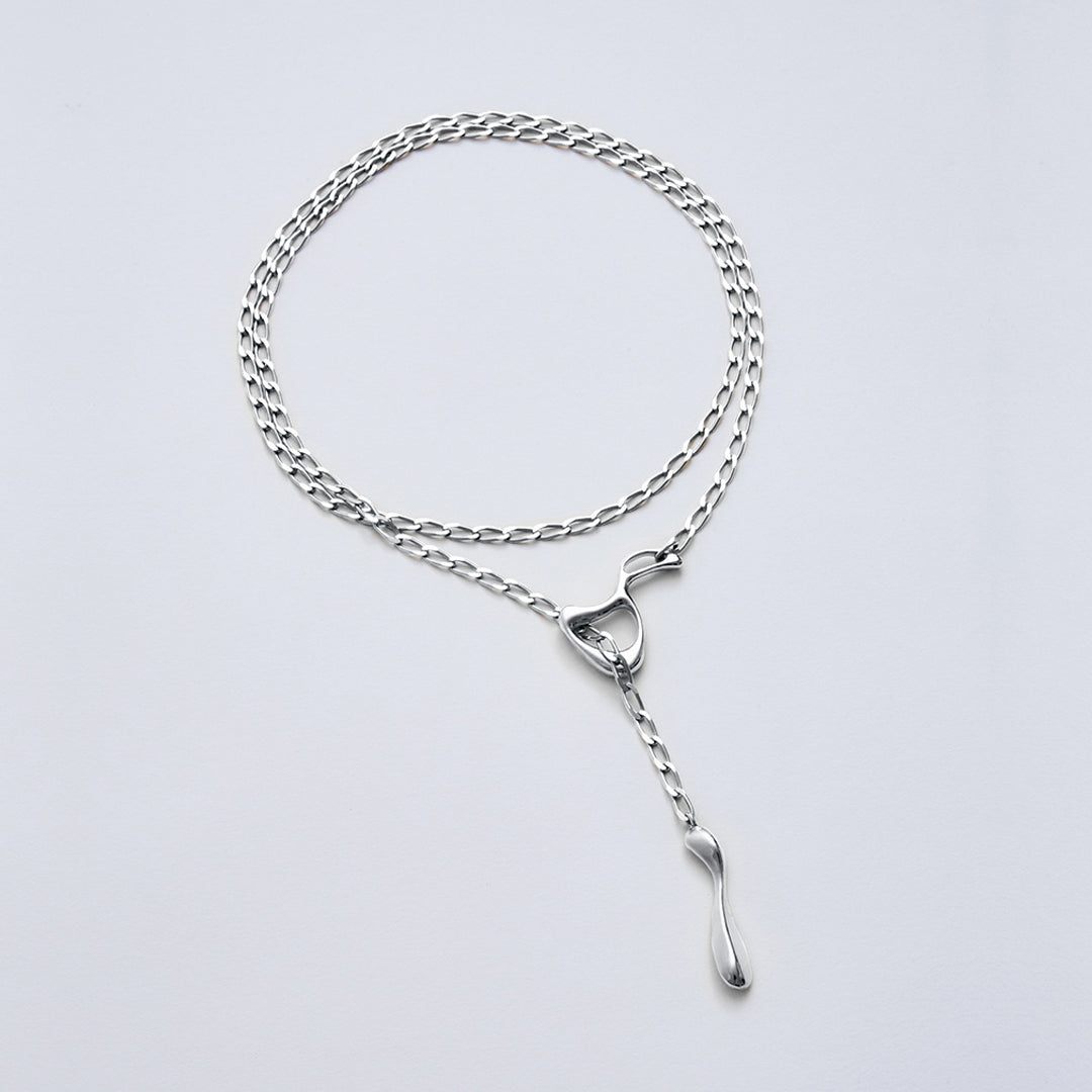 Drop Logo Necklace - Silver