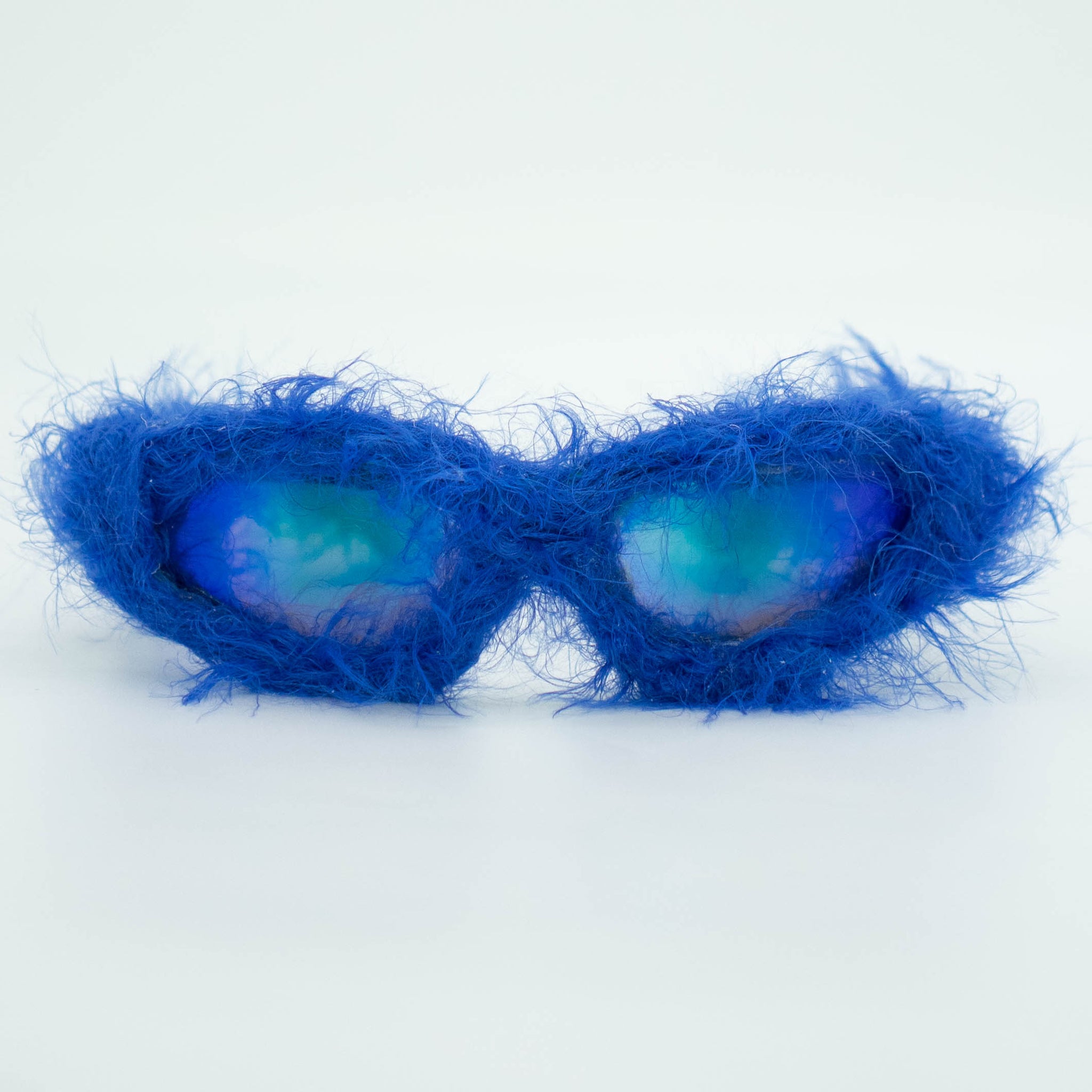 Elektrische blaue Pelzsonnenbrille
