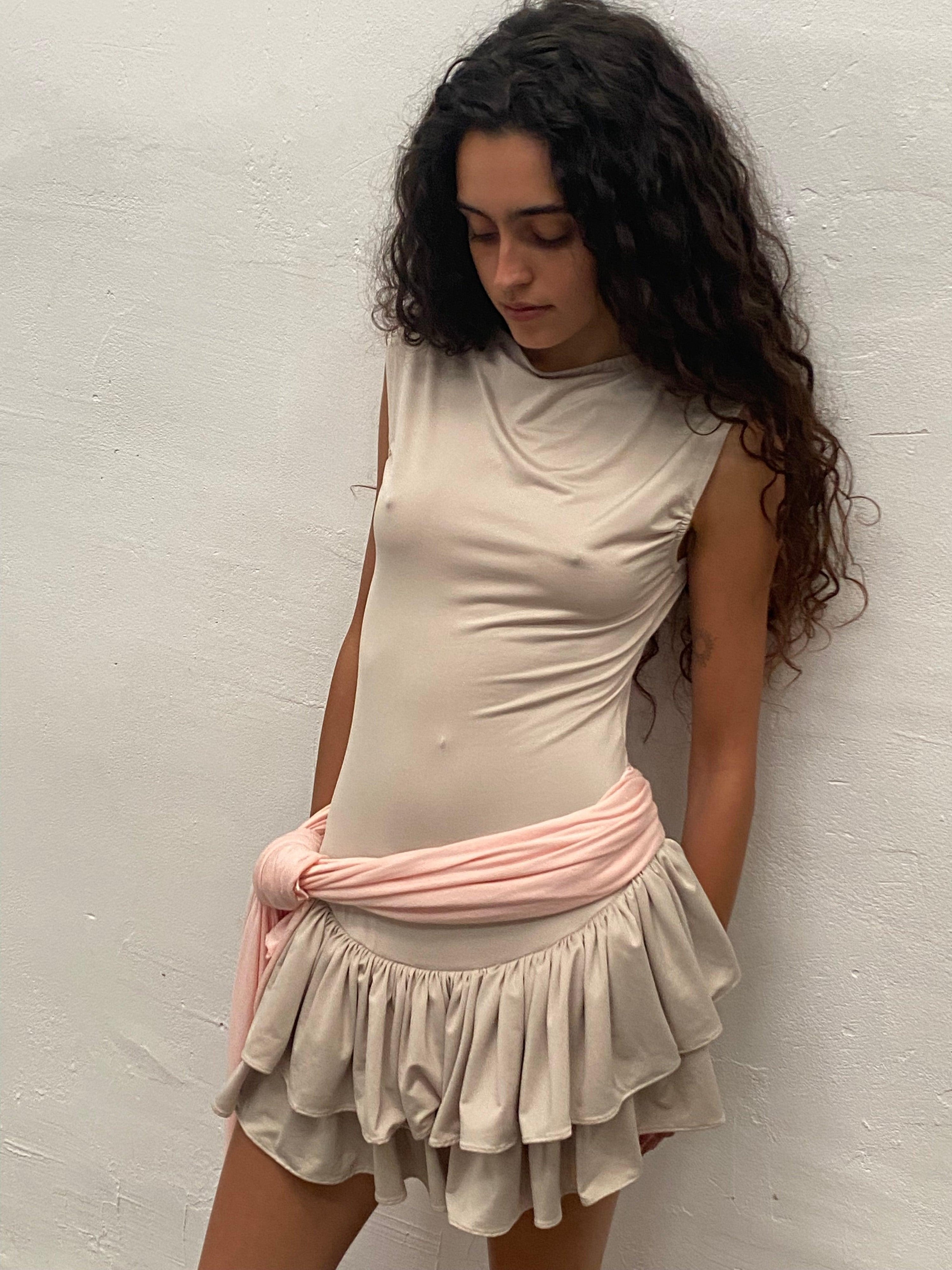 Cremefarbenes Ballerina-Kleid